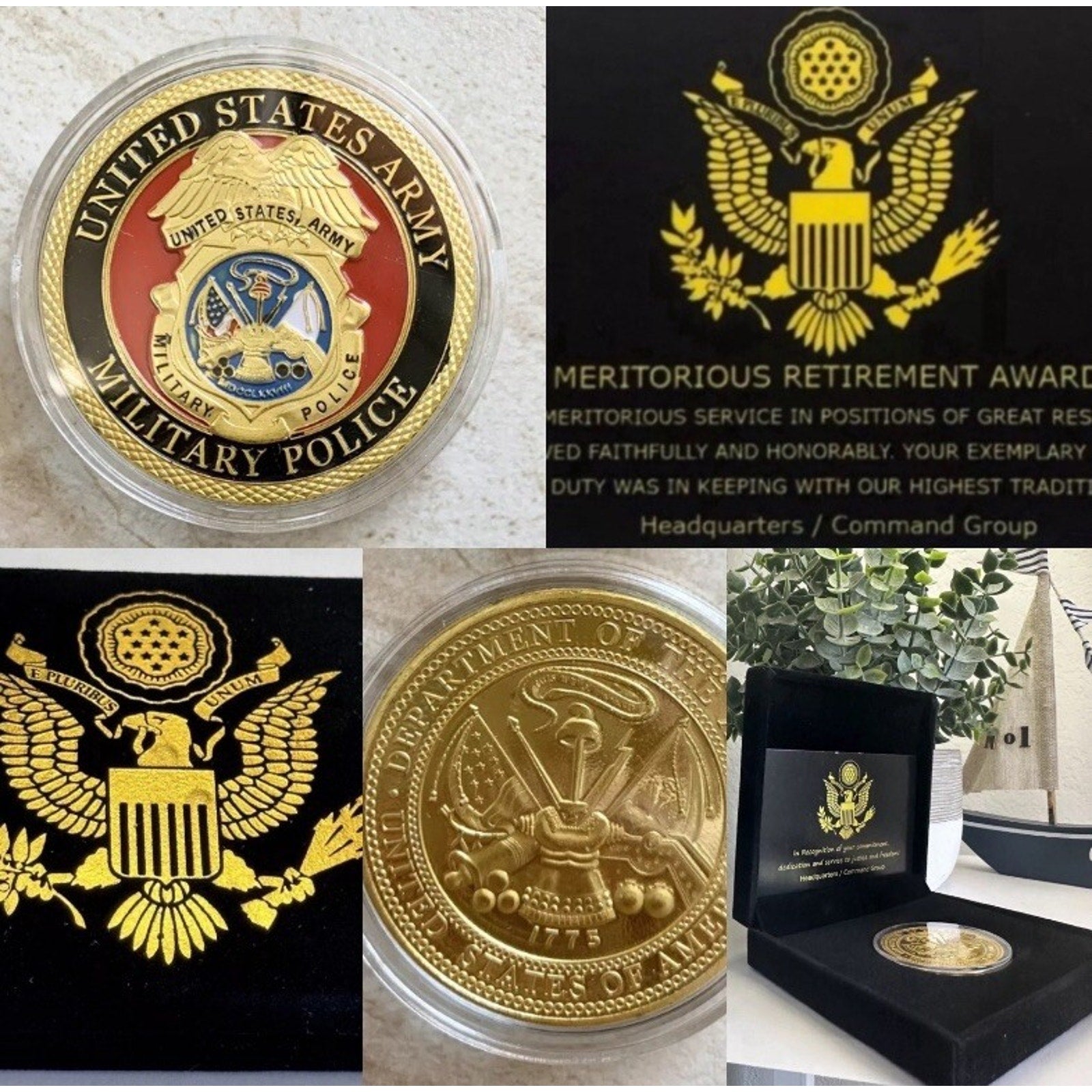 MP-Military Police Army Challenge Coin US Army, With Retirement Award