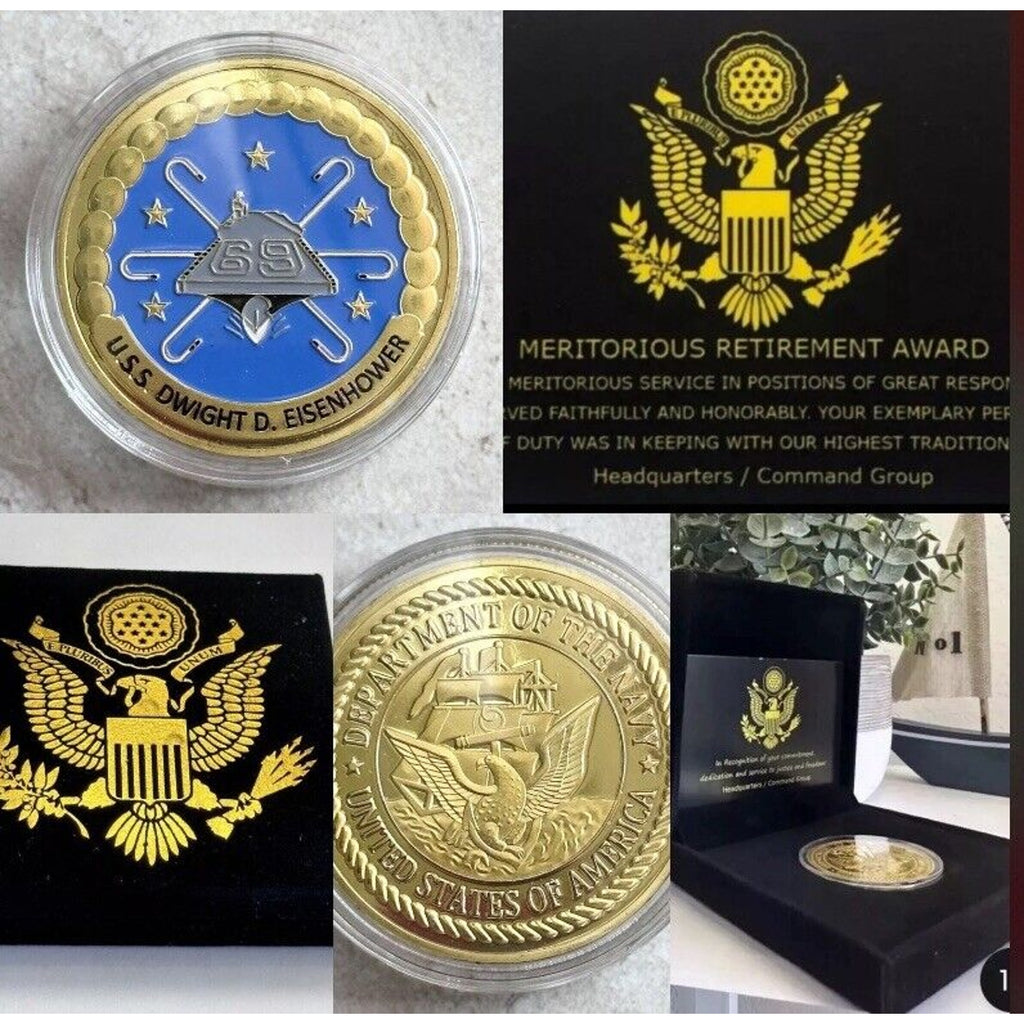 US NAVY - USS DWIGHT D. EISENHOWER - CVN-69 Coin With Retirement Award