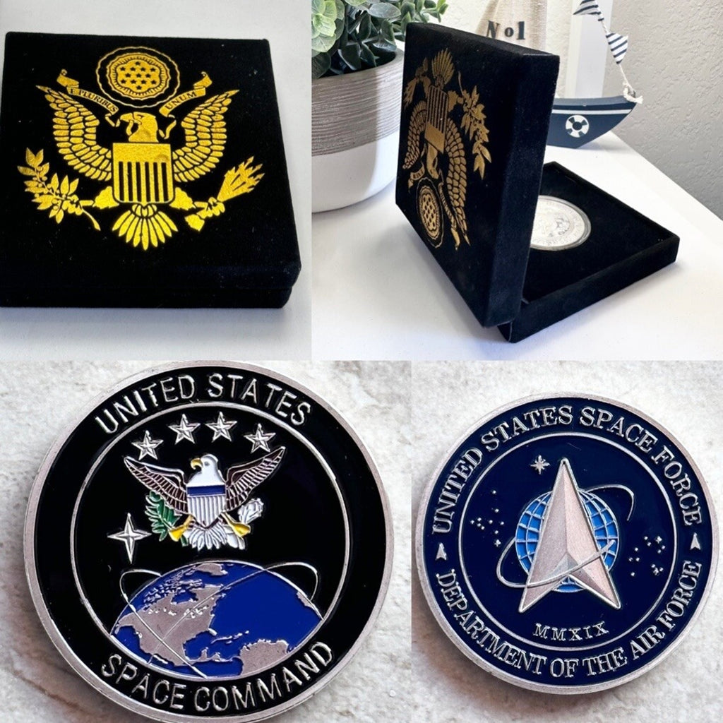 US Space Force AIR FORCE SPACE COMMAND Challenge Coin w/ Retirement Award