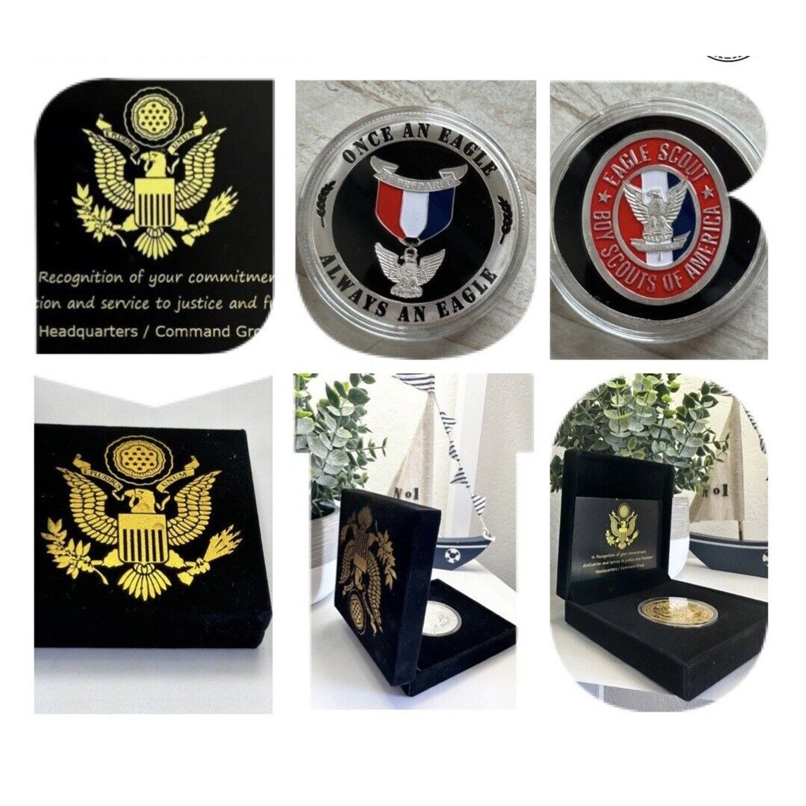 EAGLE SCOUT Challenge Coin Boy Scouts Of America with Special Velvet Case USA