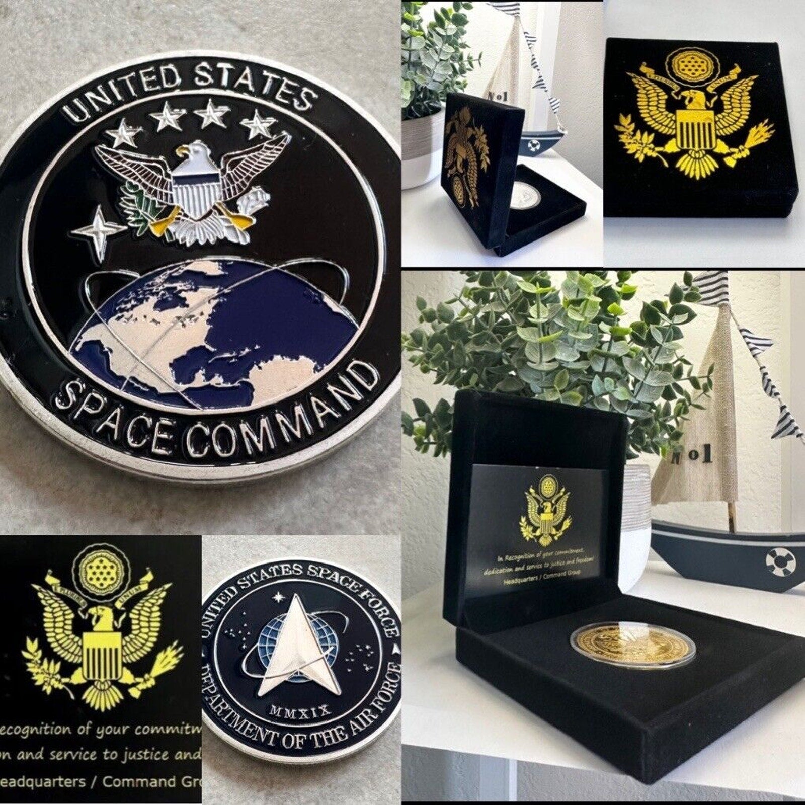 United State AIR FORCE SPACE COMMAND Challenge Coin With Special Velvet Case
