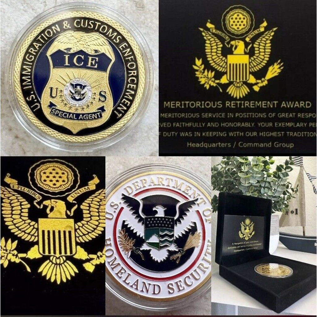 US Immigrations Customs Enforcement Coin With Retirement Award