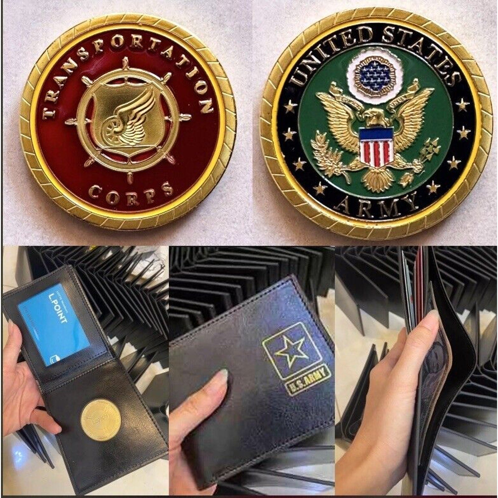 U.S ARMY TRANSPORTATION CORPS Branch with Credential coin holder wallet