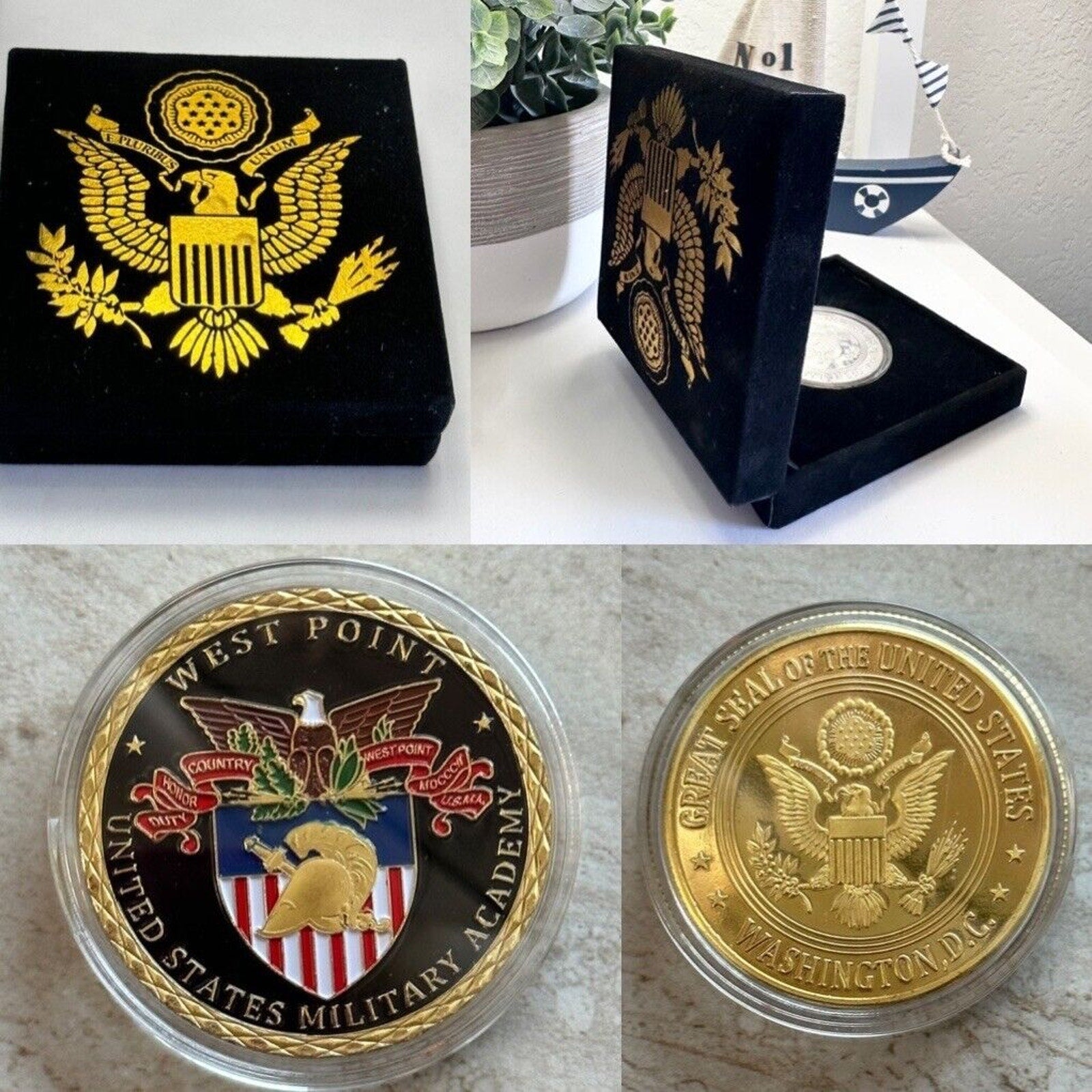 West Point Military Academy Challenge Coin w/ velvet Presentation Box