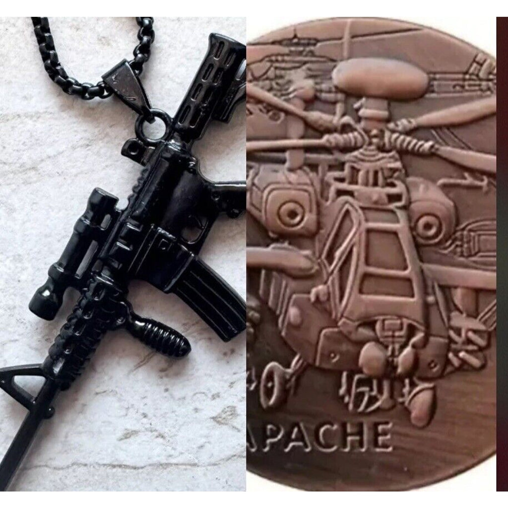 2pcs U .S. ARMY Aviation AH-64 APACHE, And Dog Tag CHALLENGE COIN