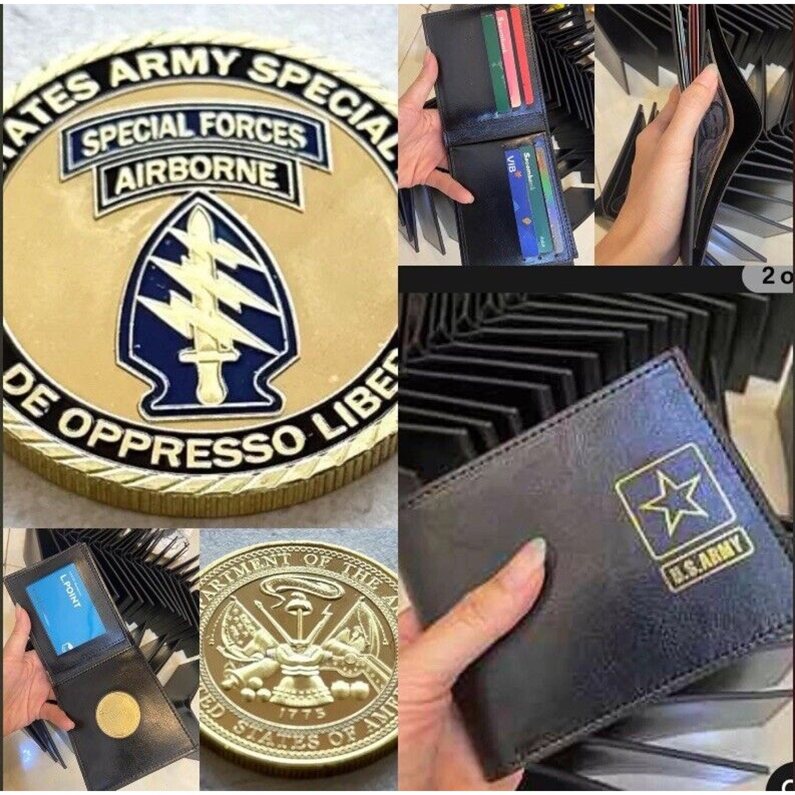 US ARMY SPECIAL FORCES DE OPPRESSO LIBER w/Credential coin holder wallet