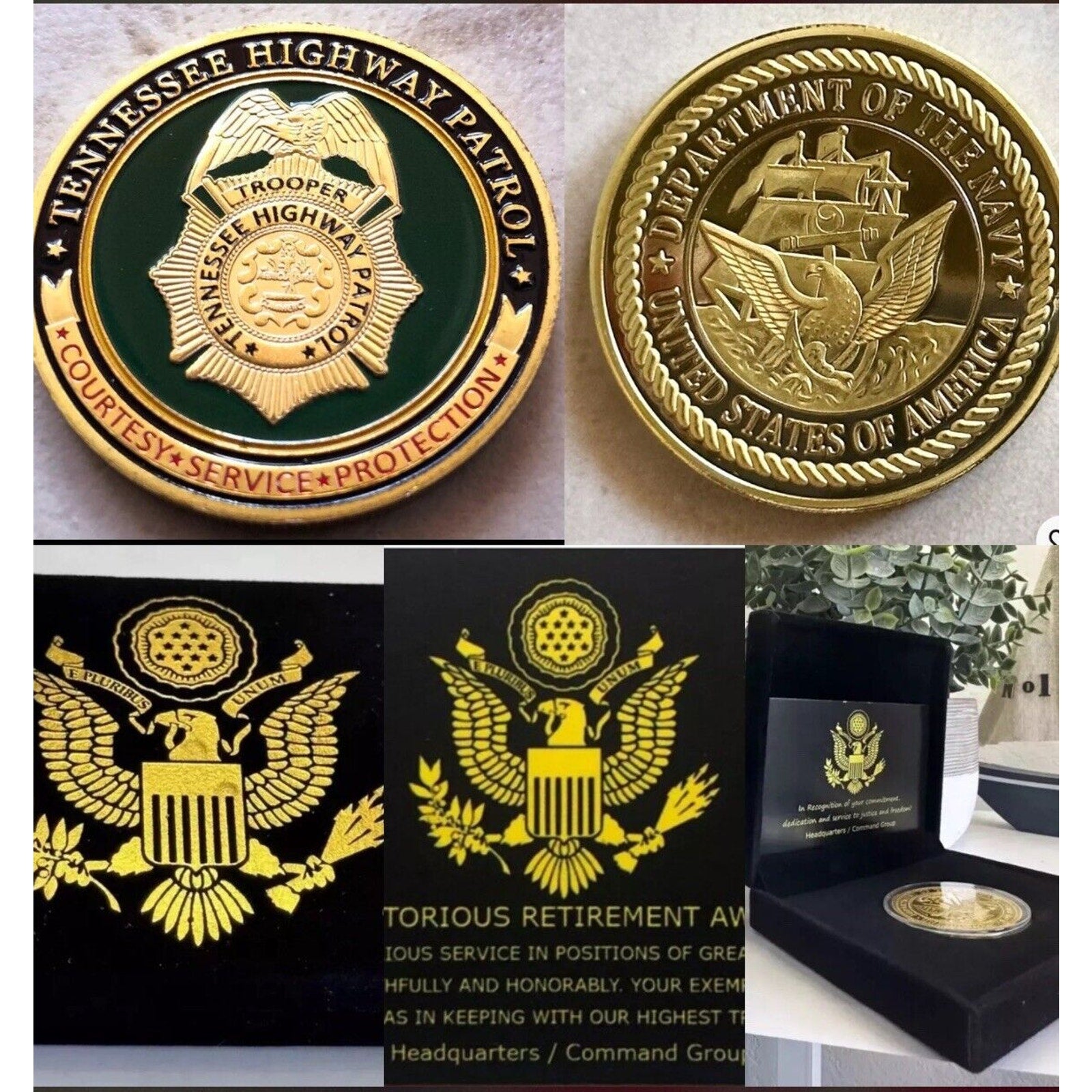 TENNESSEE HIGHWAY PATROL Officer Challenge Coin Retirement Award