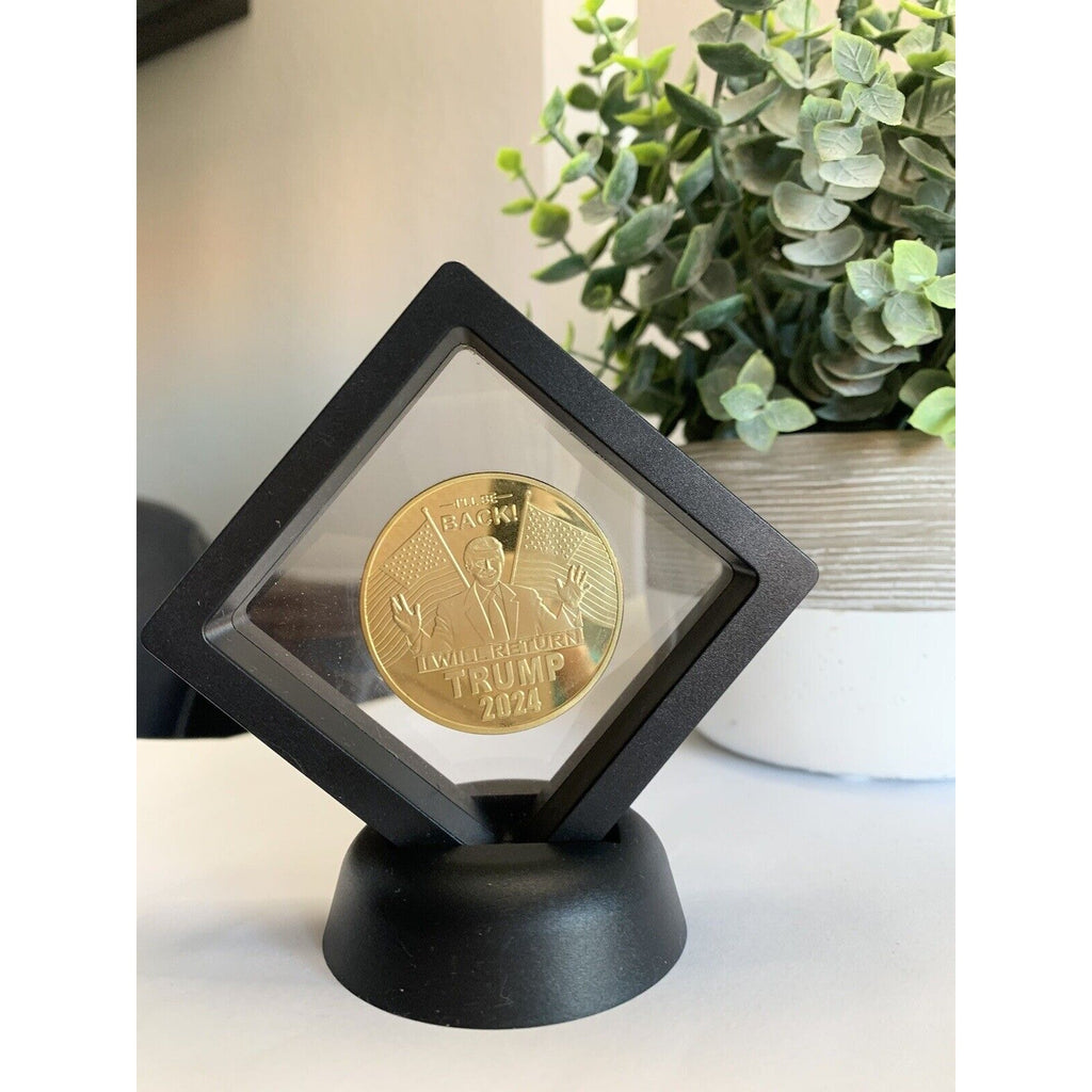 Trump "I'll be back" 2024 Gold color MAGA Re-Elect Coin With 3D Display Case