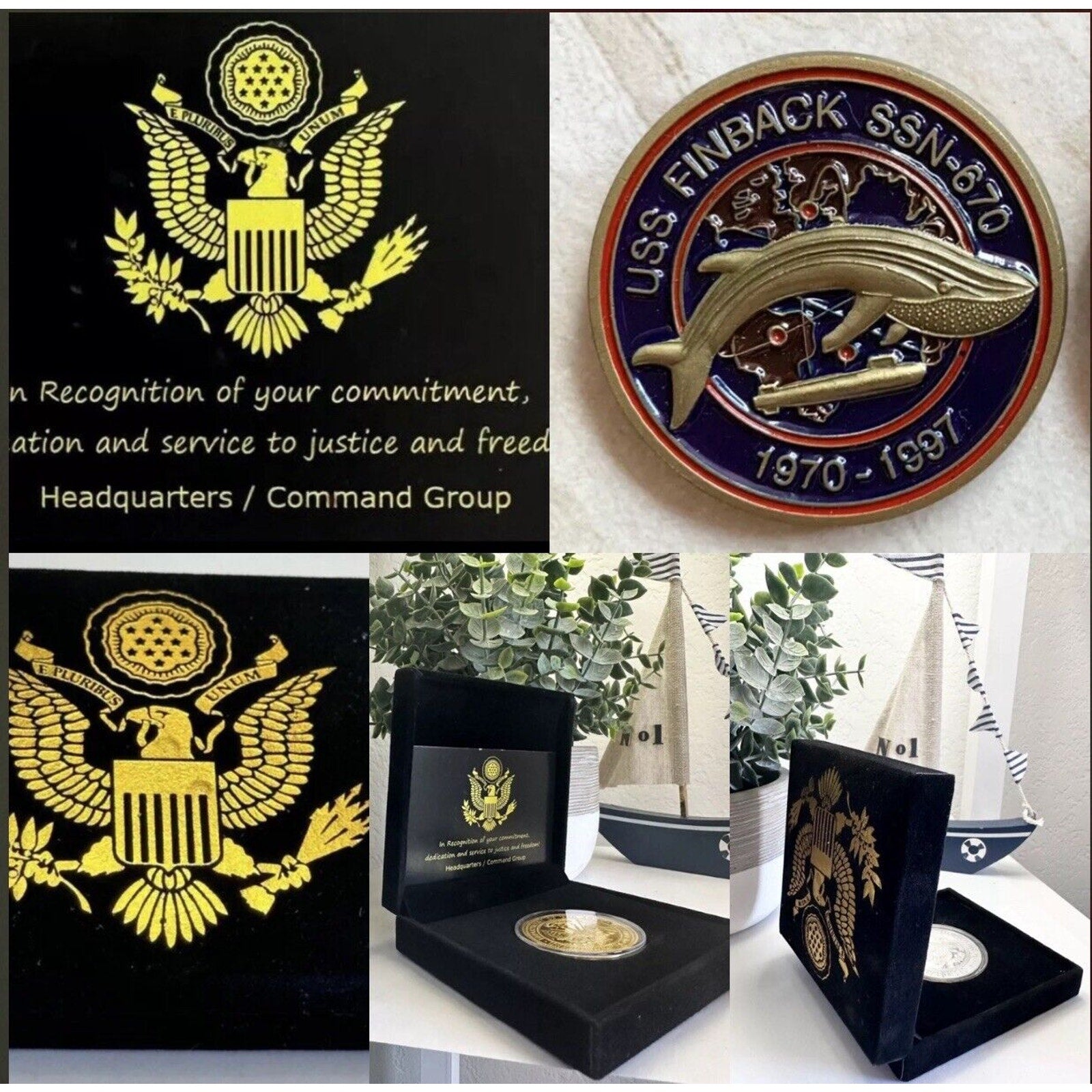 Rare USS Finback SSN 670 Submarine Challenge Coin USN