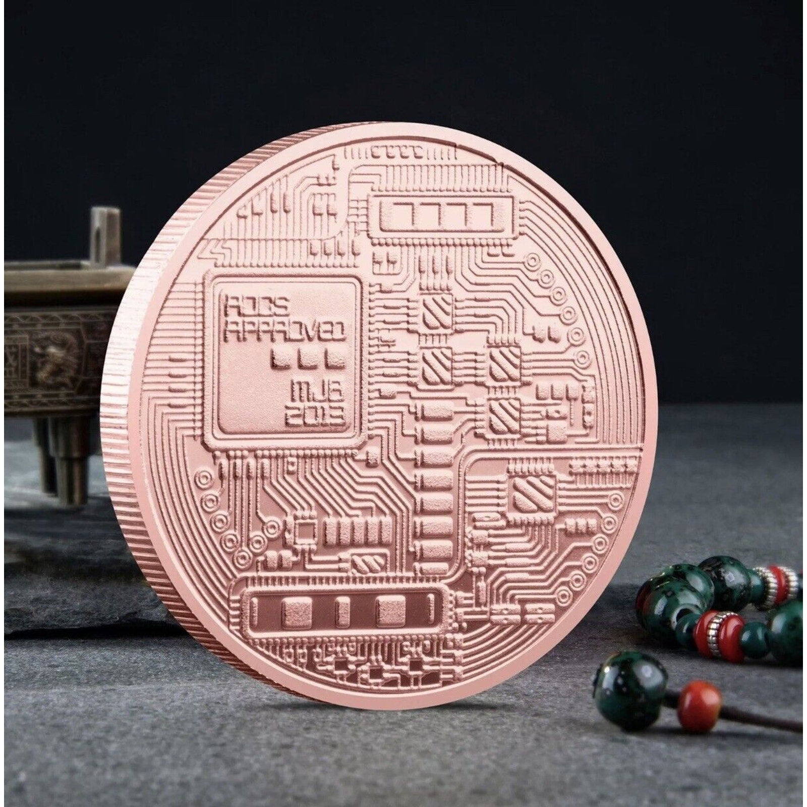 Copper Bitcoin Coin Bit Commemorative Blockchain BTC Collectors Gold USA