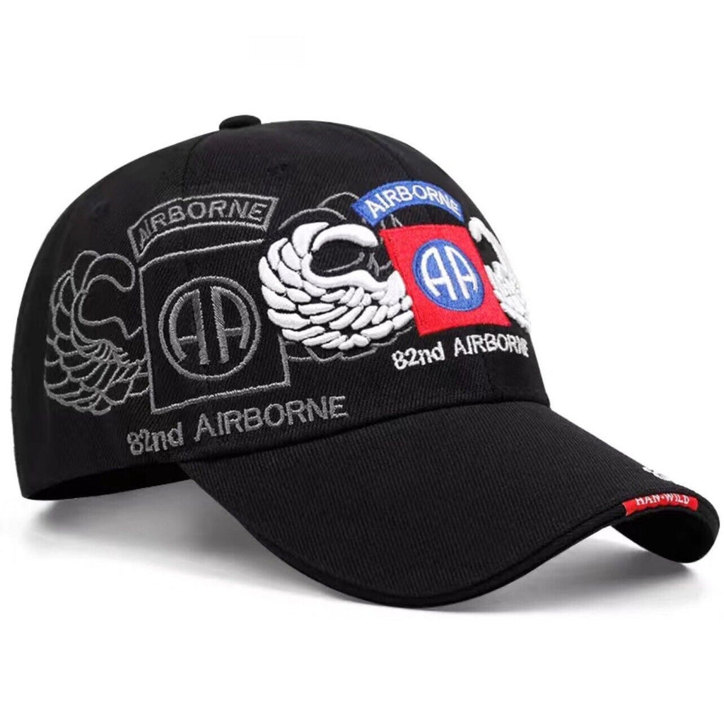 82ND AIRBORNE MILITARY BALL CAP 82ND AIRBORNE U.S. ARMY HAT BLACK