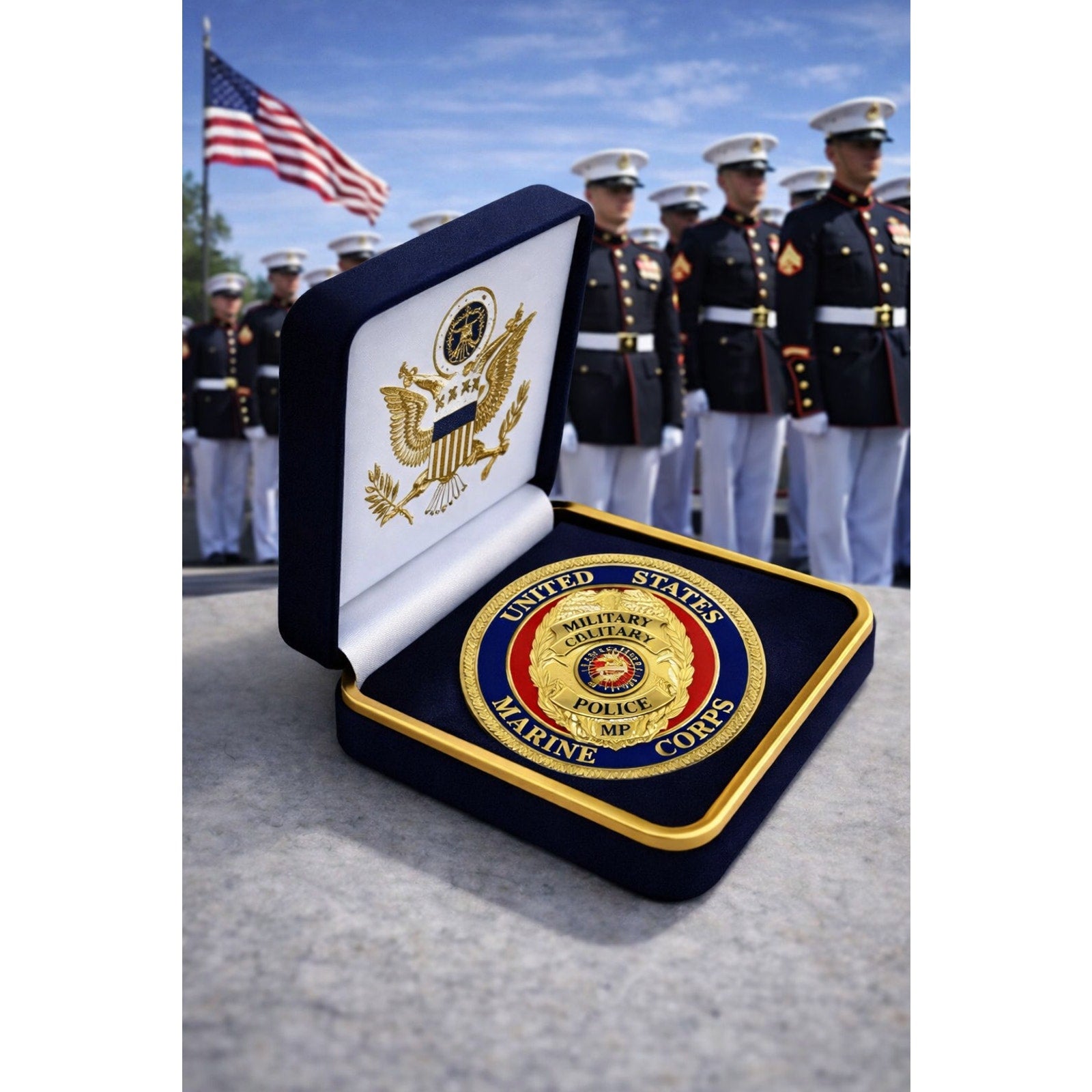 US MARINE CORPS MILITARY POLICE Challenge Coin with Case ·FAST SHIPPING· ·NEW·