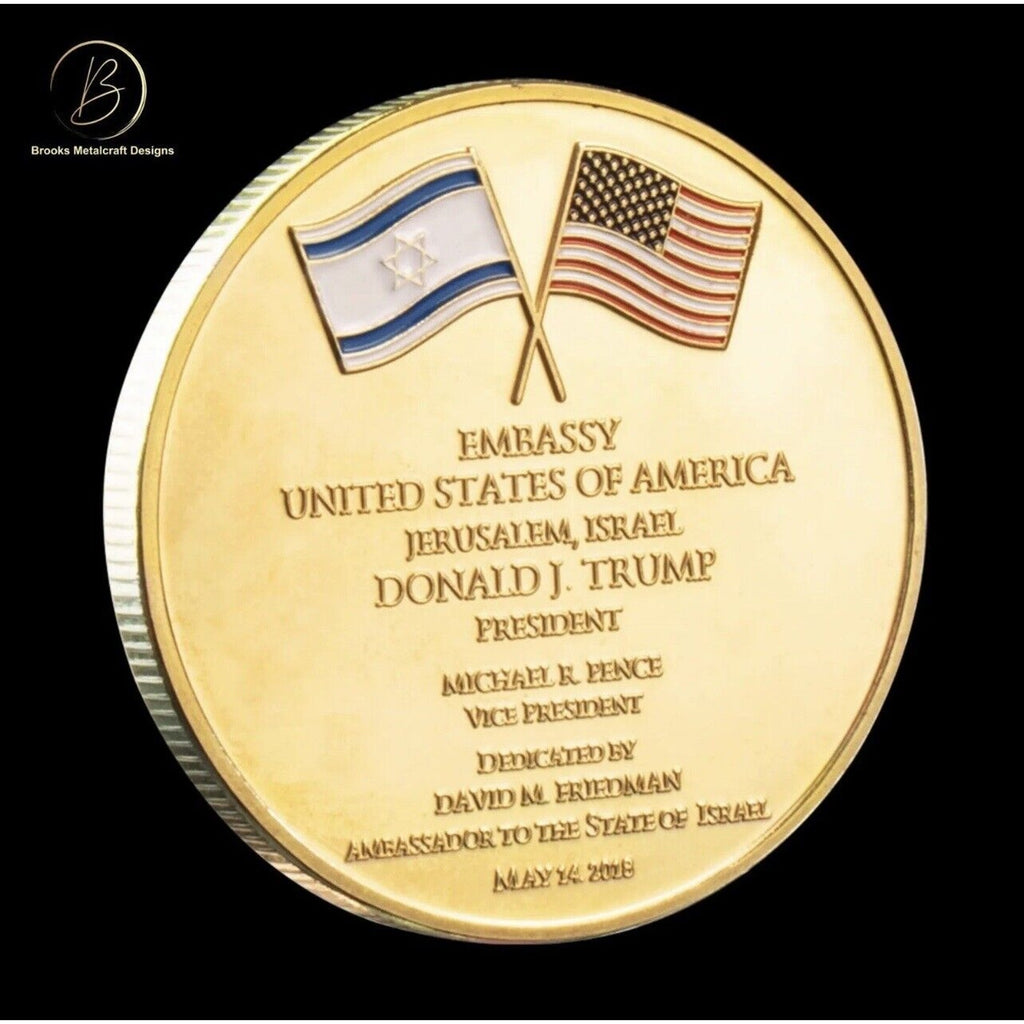 USA Trump Embassy Dedication Jerusalem Israel Coin W/ velvet presentation box