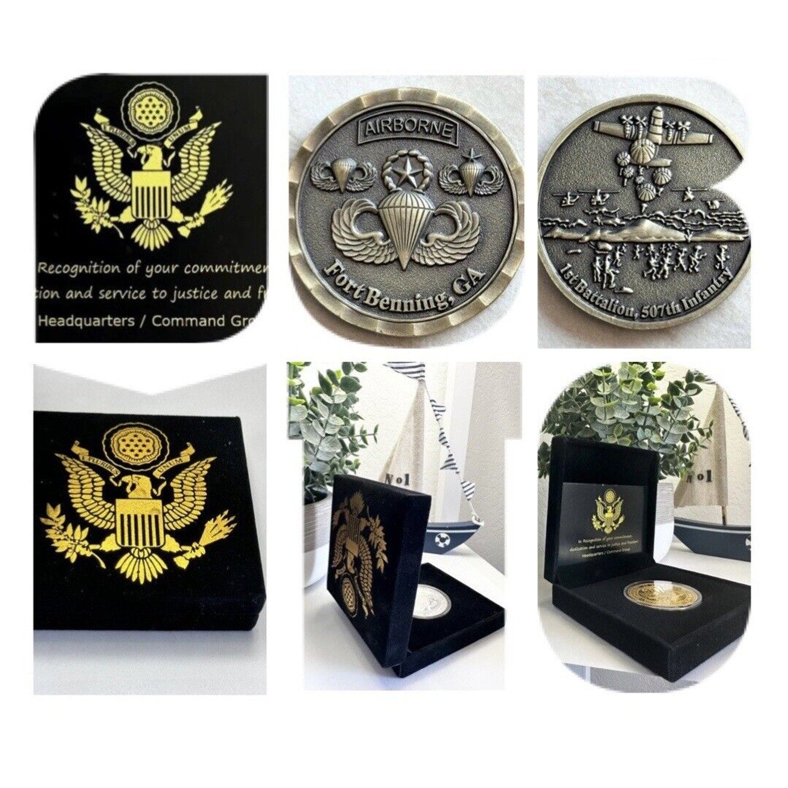 Rare US ARMY PARATROOPER AIRBORNE School Fort Benning GA COIN With Velvet Case