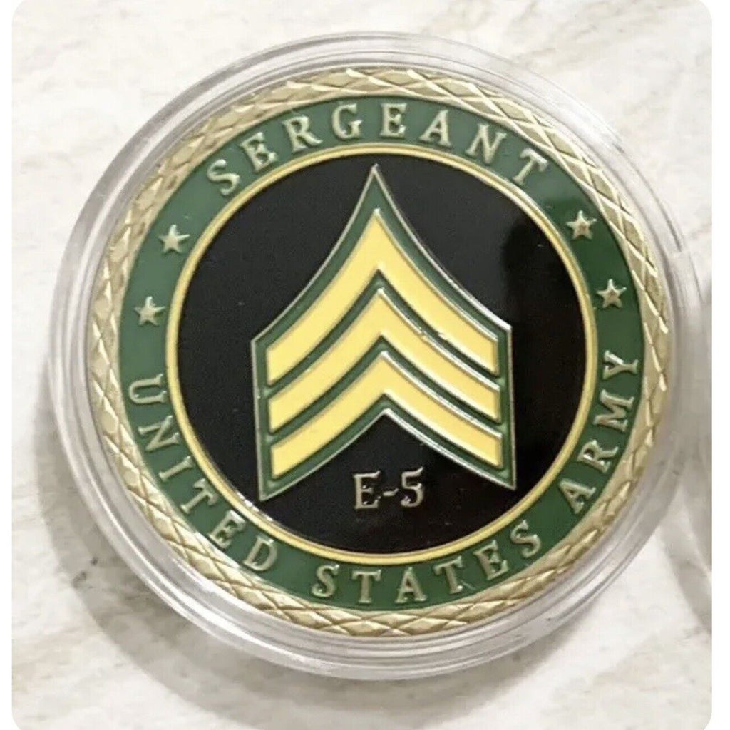 US ARMY " SERGEANT E-5 " Challenge Coin With Special Velvet Case