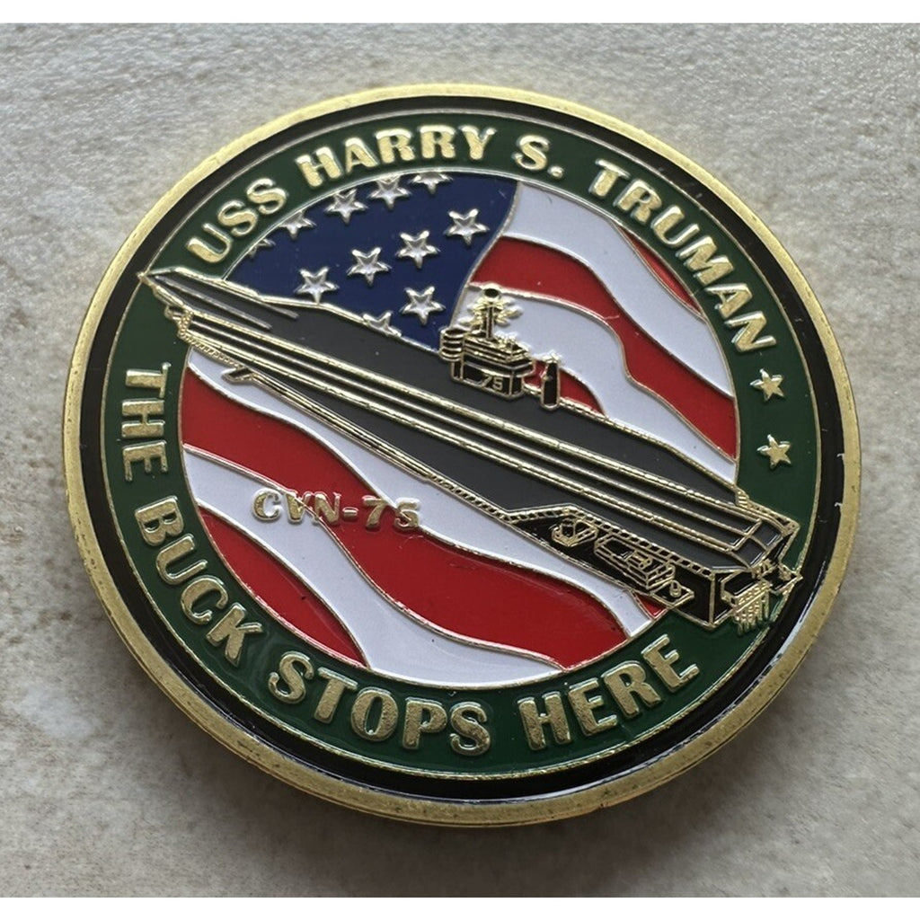 US NAVY USS HARRY S. TRUMAN CVN-75 Challenge Coin w/ Retirement Award