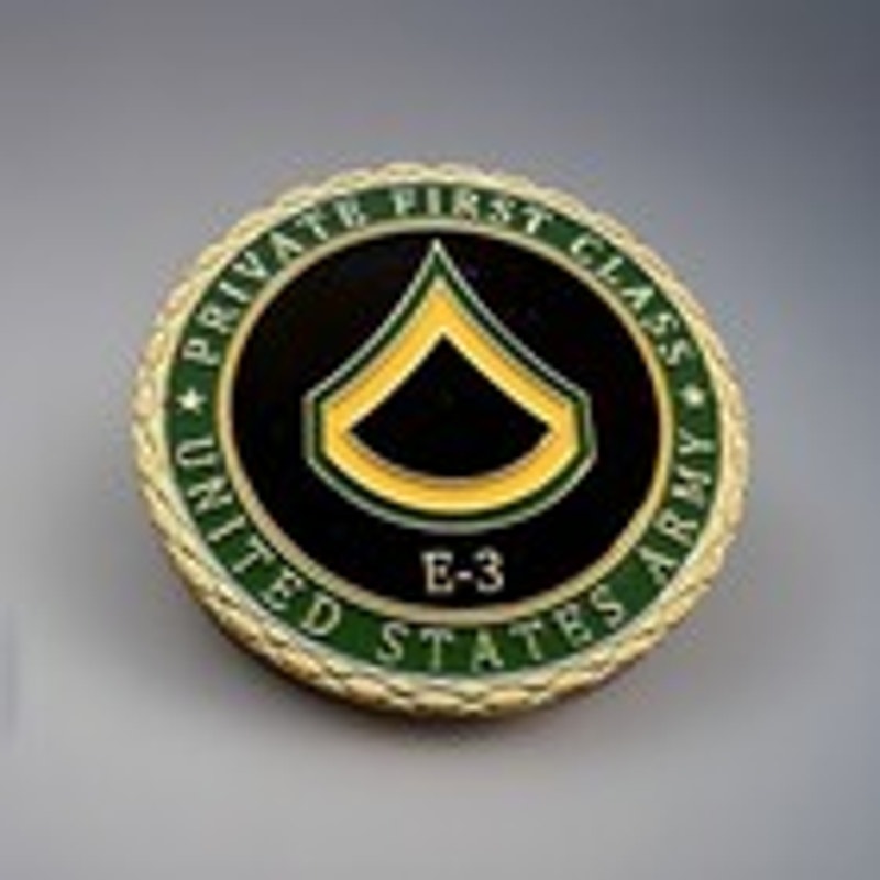 UNITED STATES ARMY - Rank PFC-PRIVATE FIRST CLASS E-3 Challenge Coin.