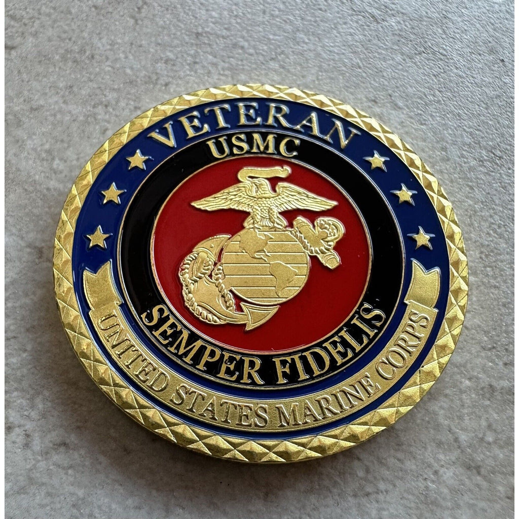 US MARINE CORPS VETERAN Proudly Served Mission Accomplished! Challenge Coin
