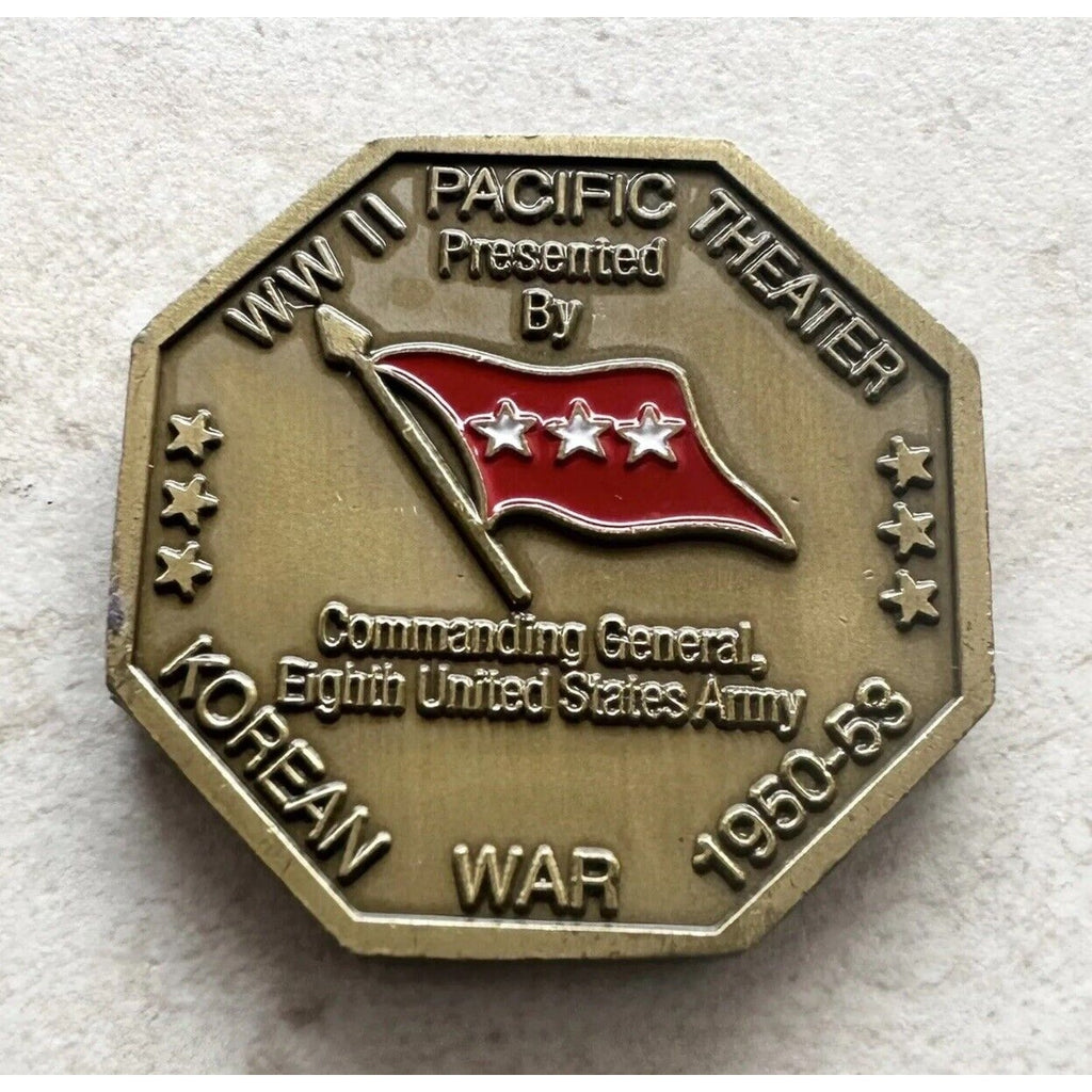 2pcs Army Rank Captain O-3 And WWII PACIFIC Theater Korean 1950-53 Eighth COINS