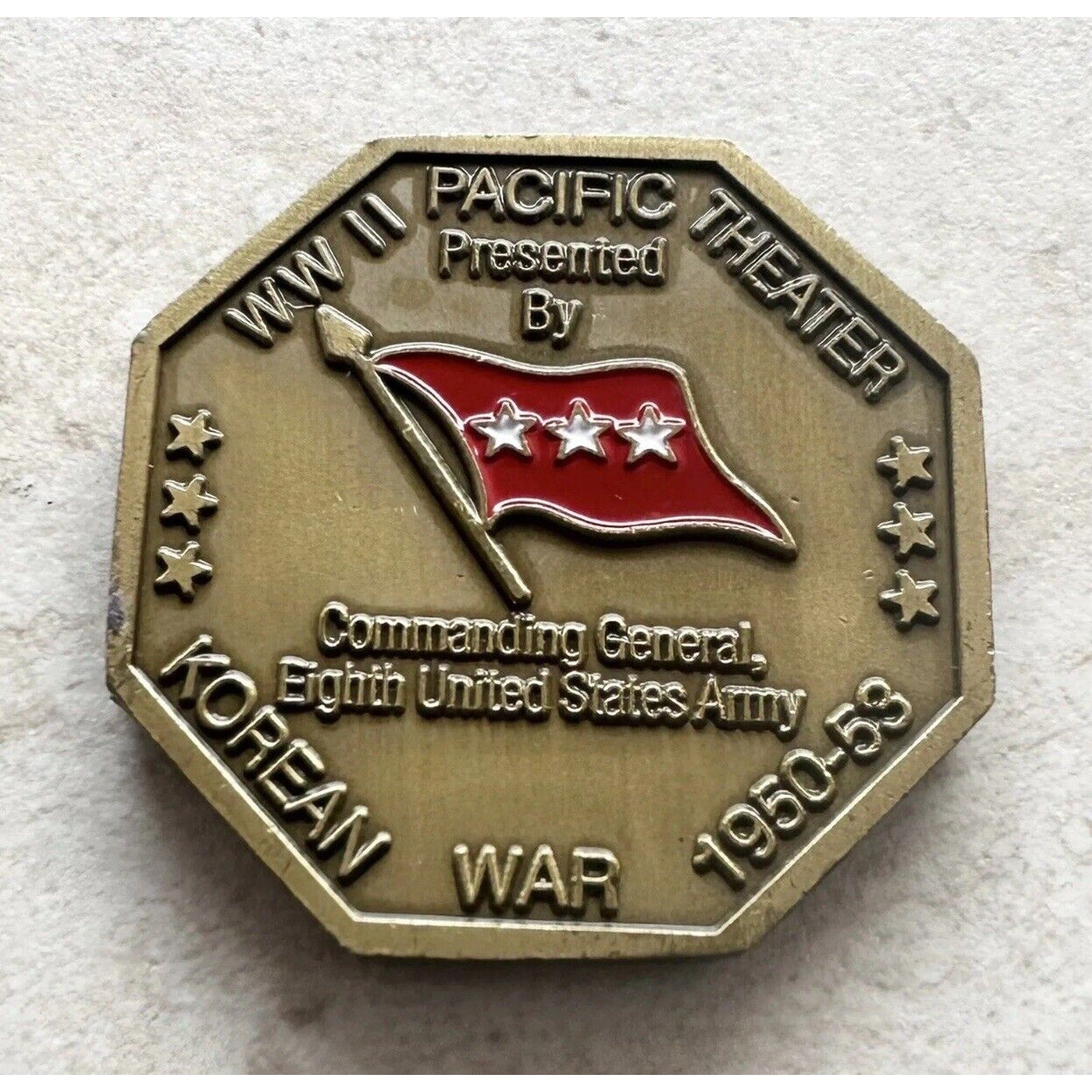 2pcs Army Rank Captain O-3 And WWII PACIFIC Theater Korean 1950-53 Eighth COINS