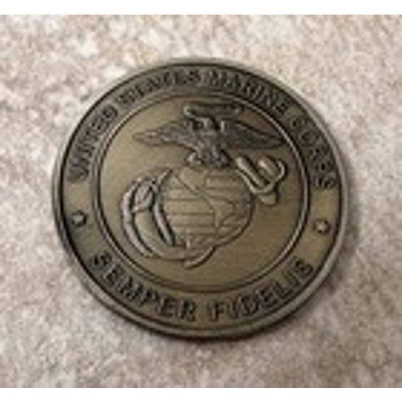 U S Marine Corps "Semper Fidelis" Battle of Iwo Jima Military Coin With Case