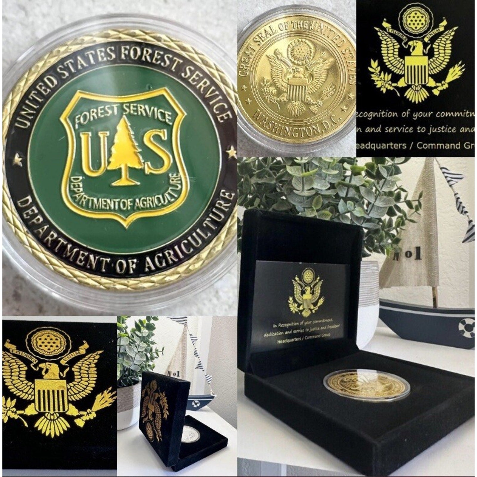 United States Forest Service Government Agency Coin W/ Retirement Award
