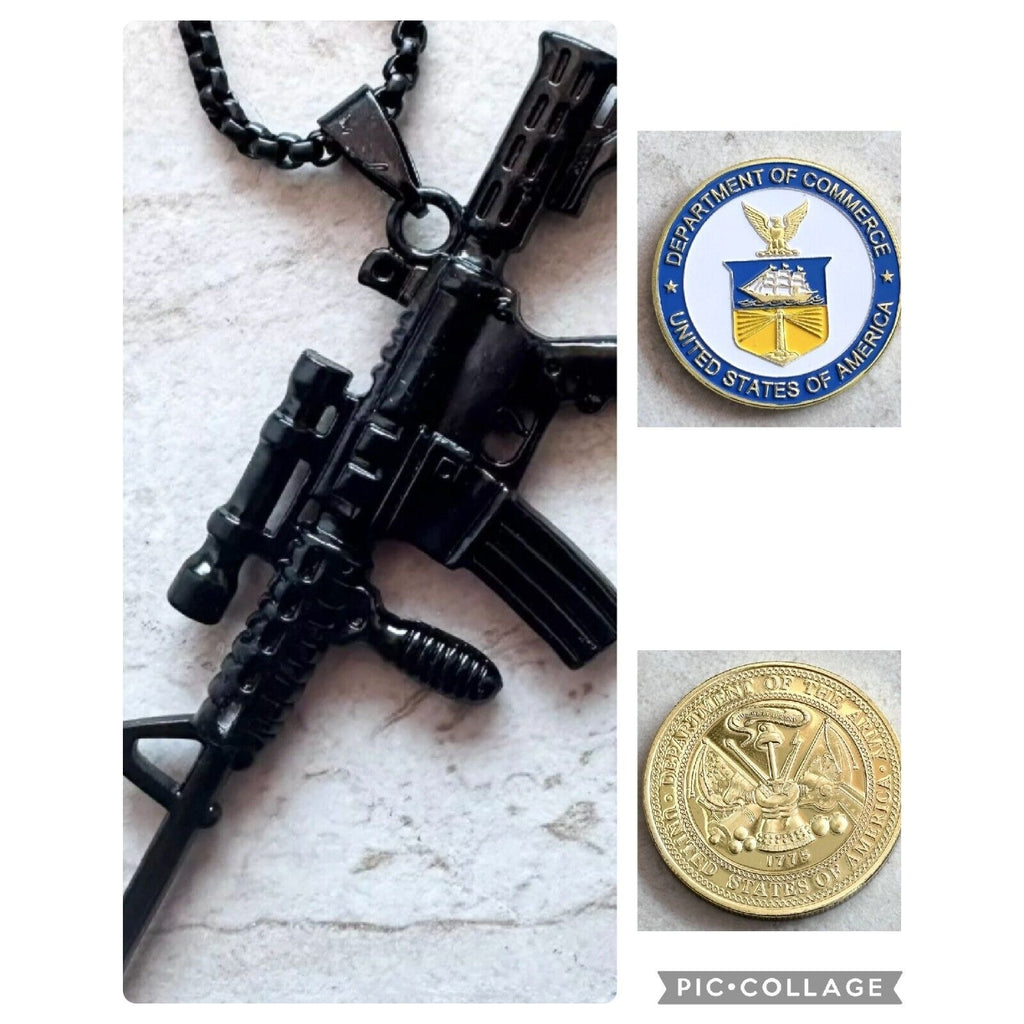 2pcs Department of Commerce US Government Agency Challenge Coin And Dog Tag