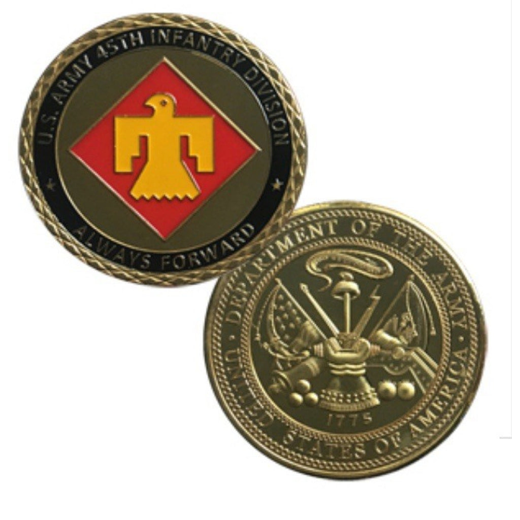 2pcs Army Rank 2LT 2nd O-2 And 45 Th Infantry Division Coin