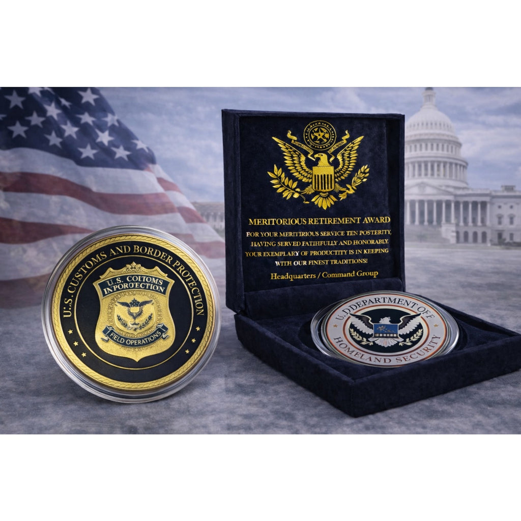 US DOHS "Customs & Border Protection" Challenge Coin w/ Retirement Award