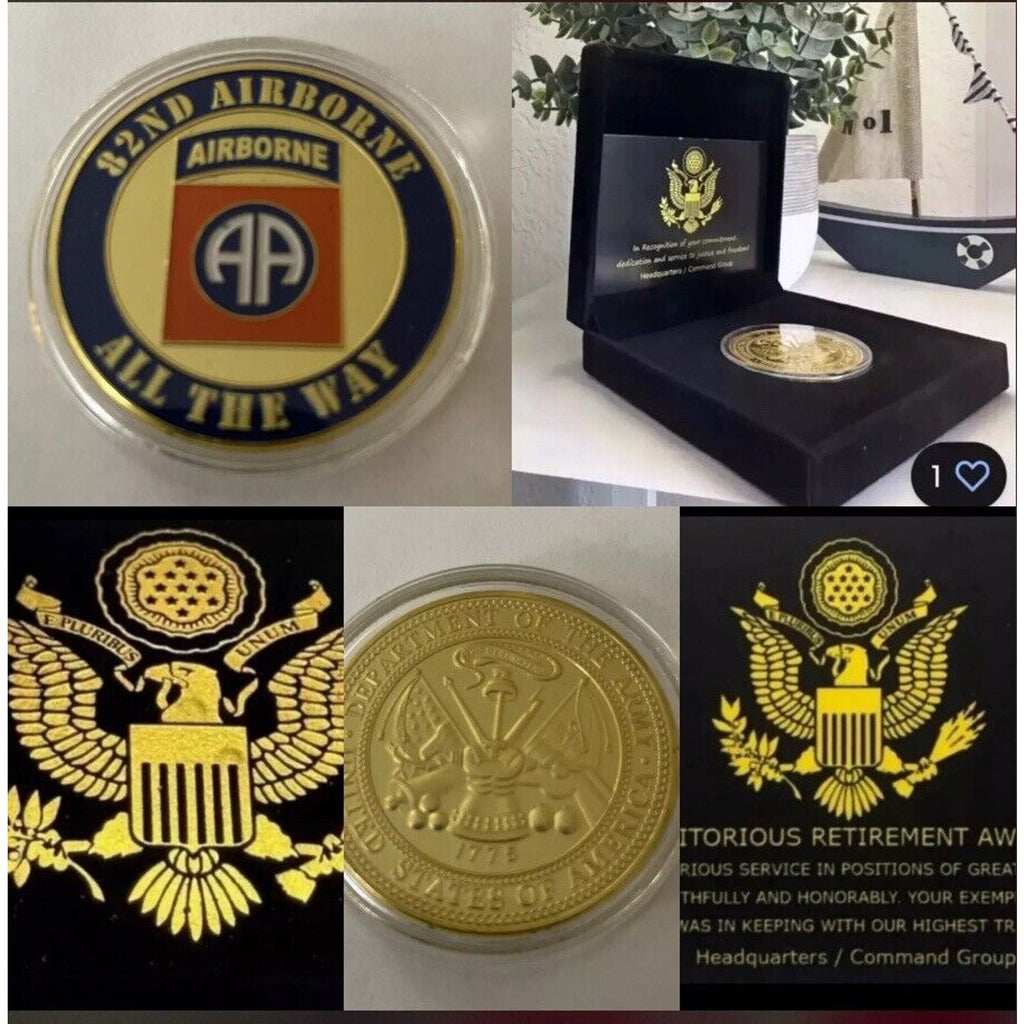 82nd U.S. Army Airborne Challenge Coin Infantry Division Retirement Award