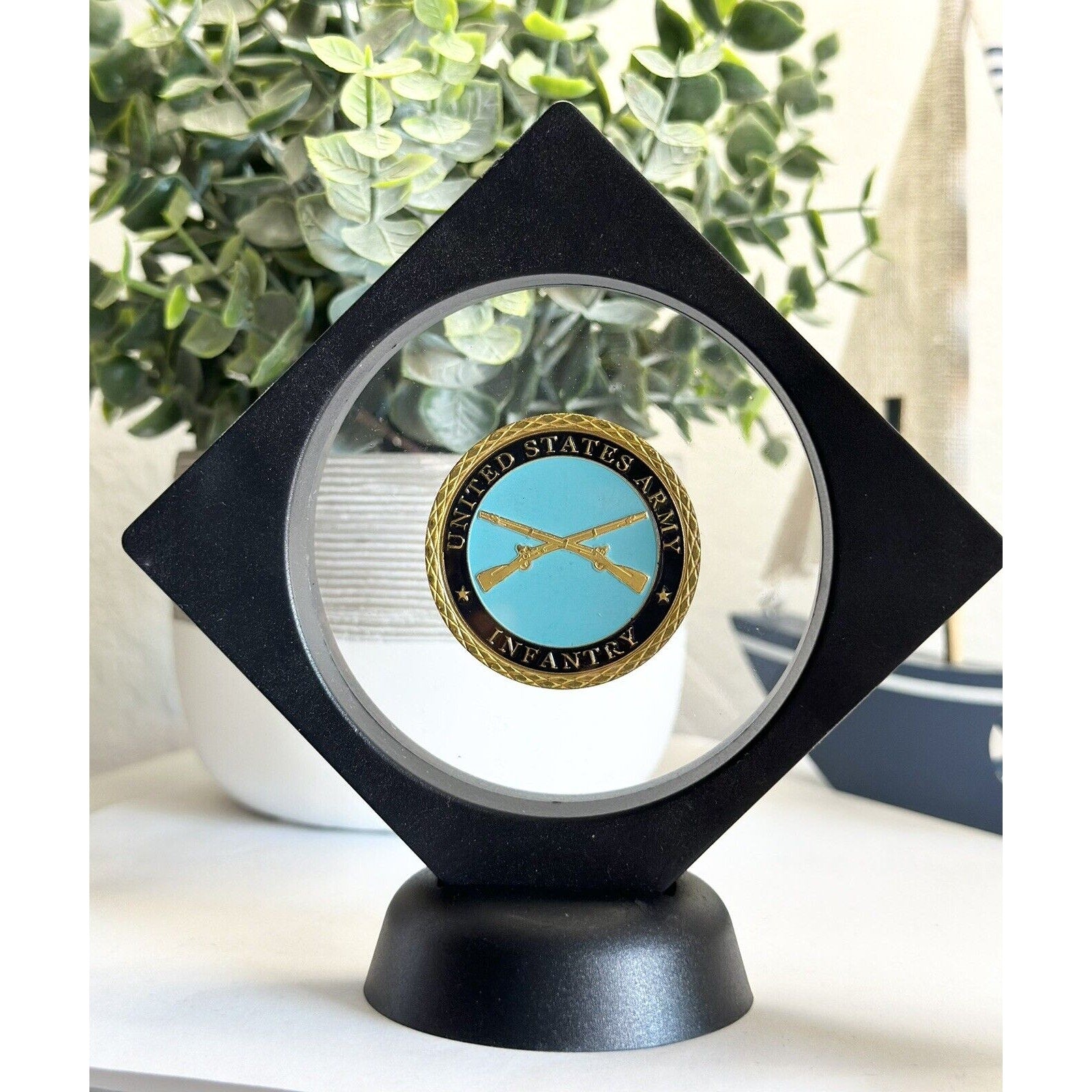 United States Army Infantry Challenge Coin With 3D Display Case