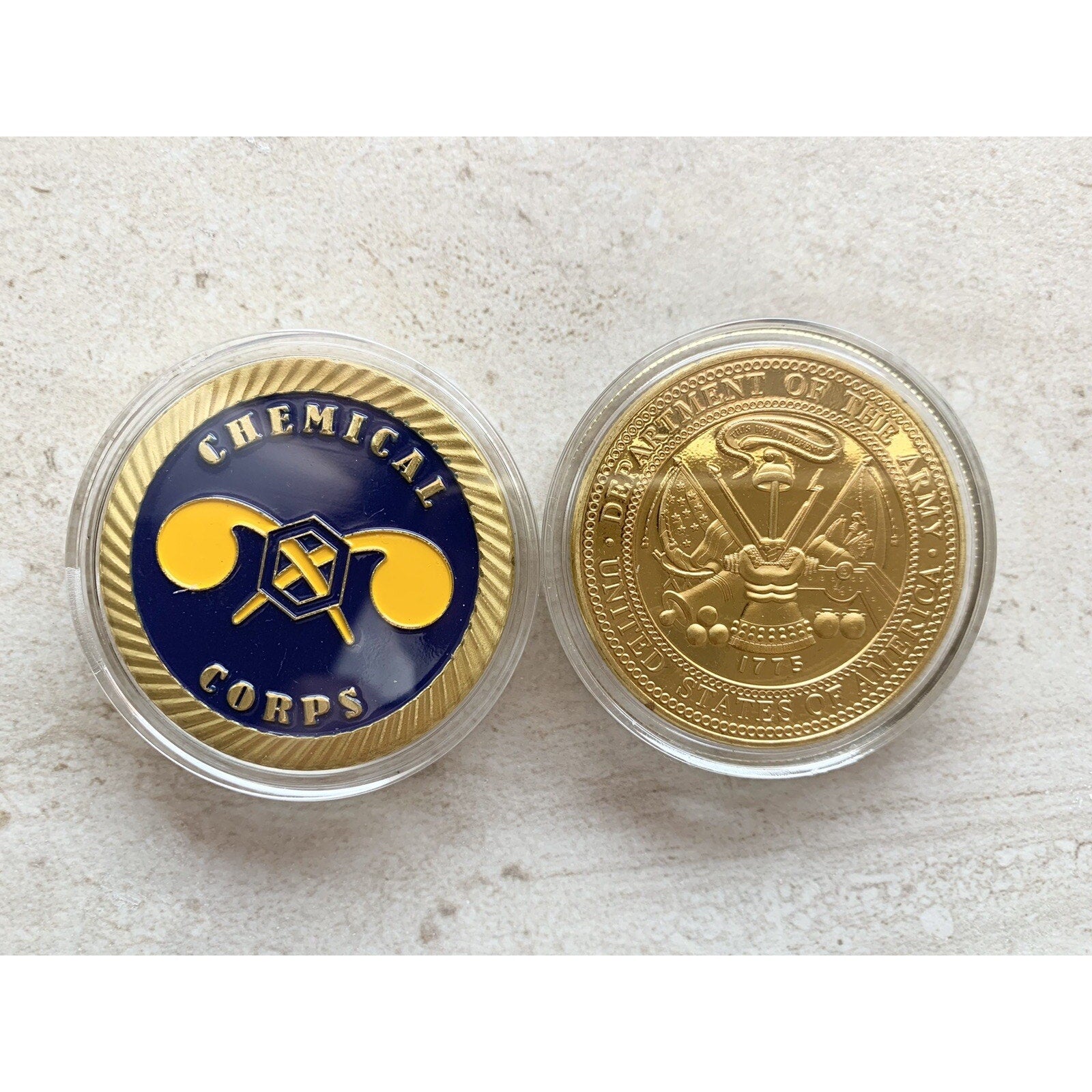 US ARMY CHEMICAL CORPS Challenge Coin w/ Achievement Award