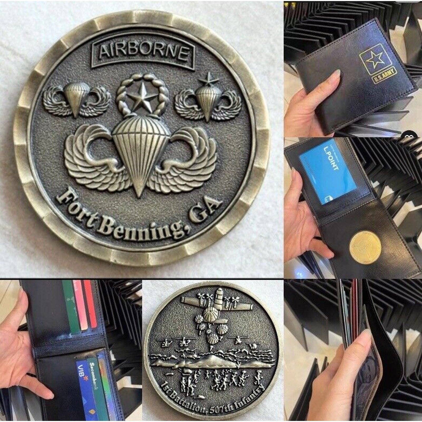 US Army Special Forces Airborne With Credential coin holder wallet