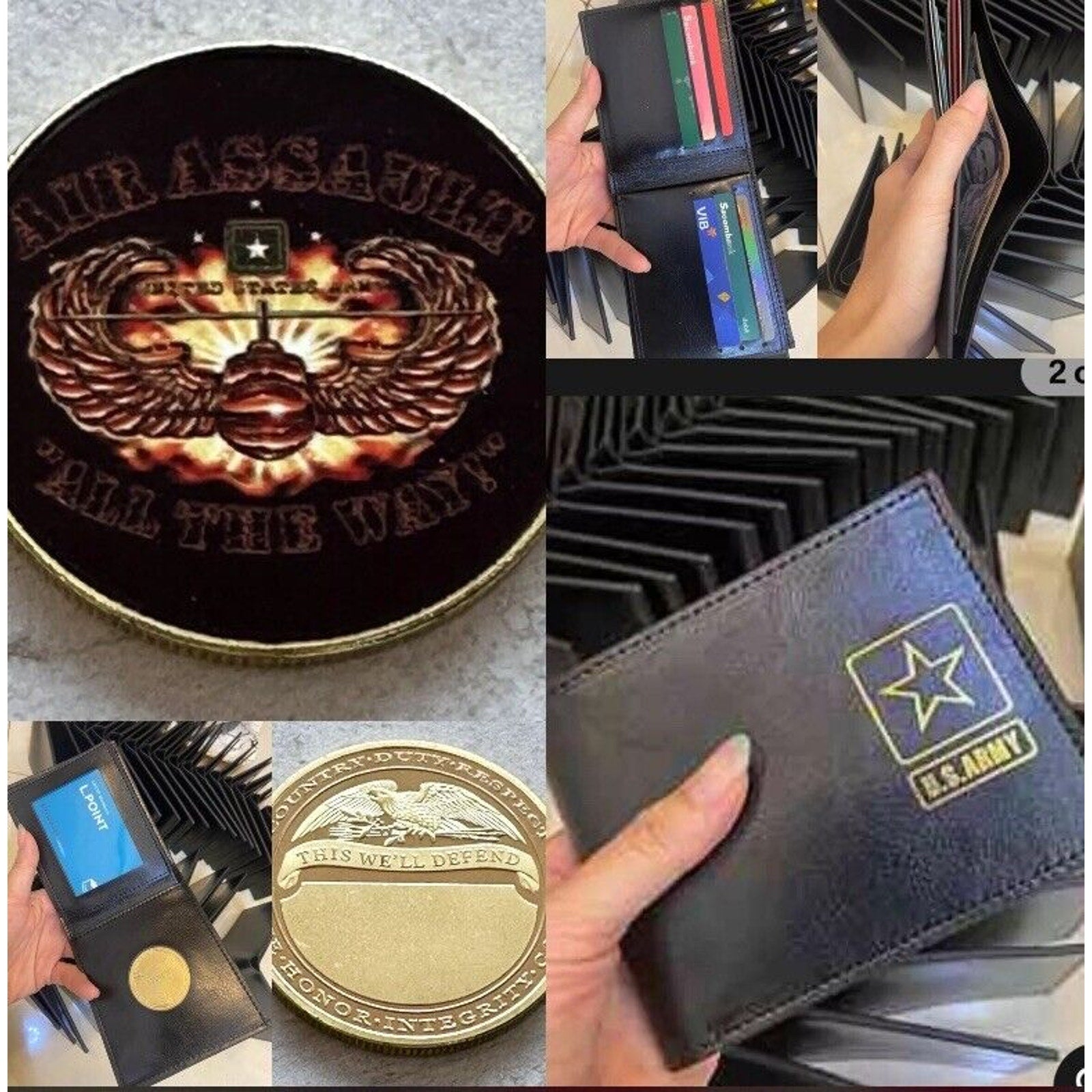 ARMY AIR ASSAULT US Army with Credential coin holder wallet