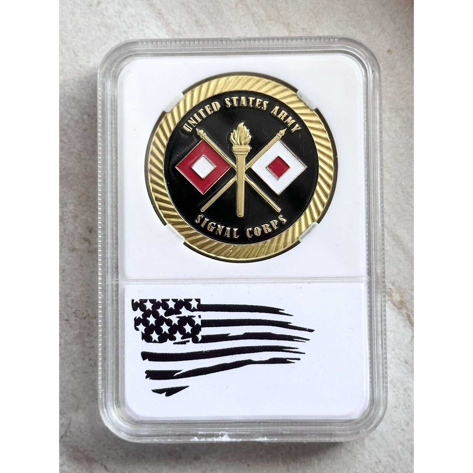 US Army Communications Signal Corps- Case Flag W/Credential coin holder wallet