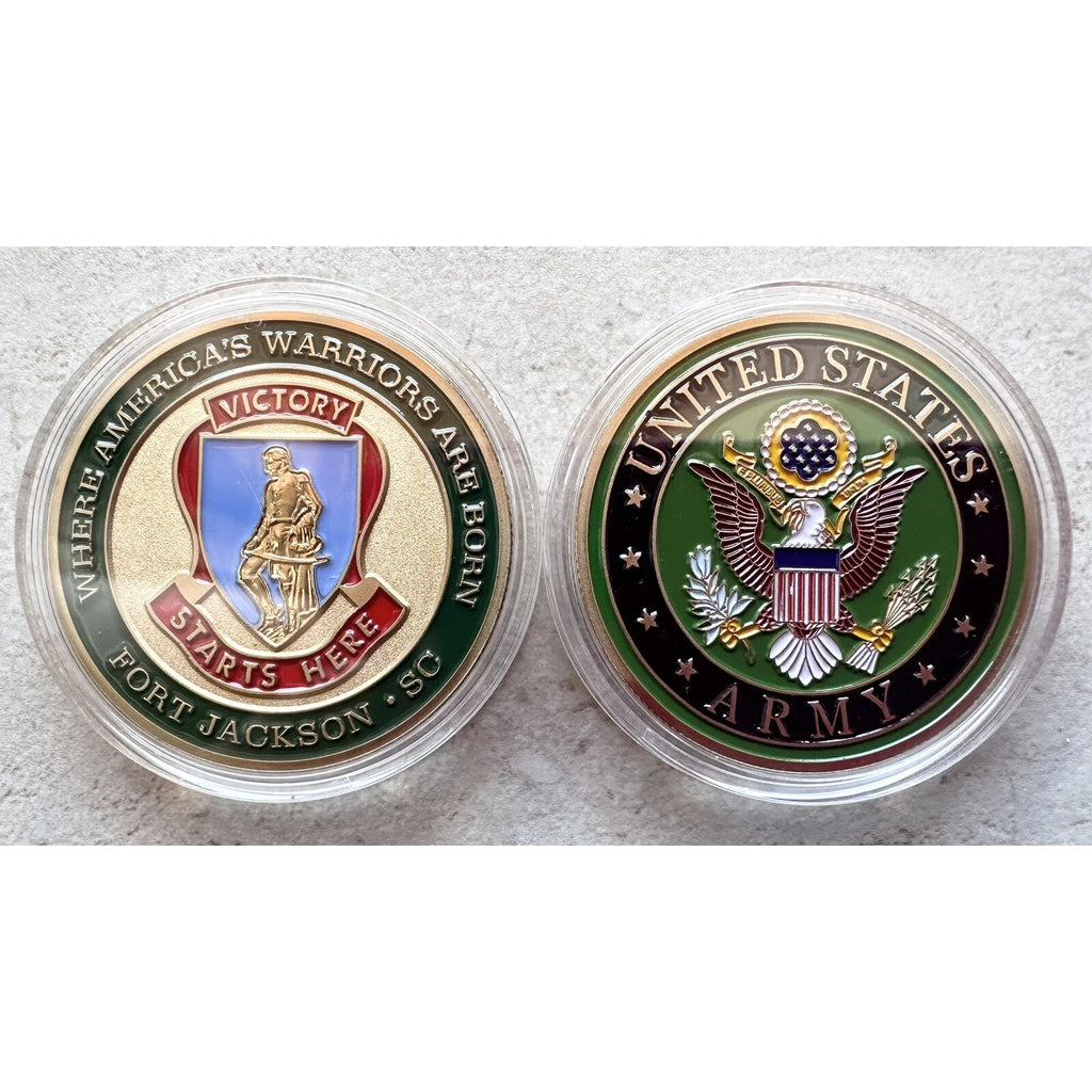ARMY FORT JACKSON Challenge Coin With Retirement Award