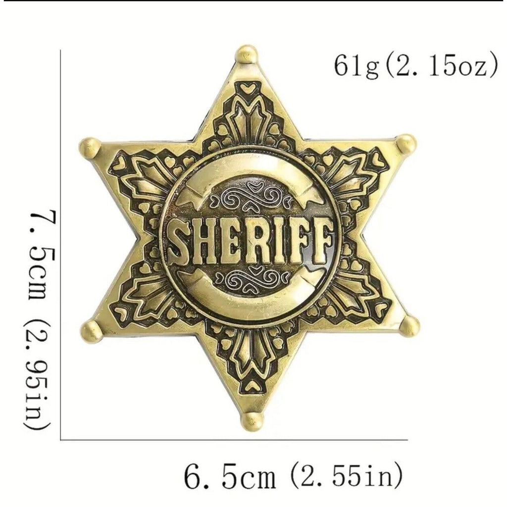 Bronze Sheriff Badge Star Metal Fashion Belt Buckle
