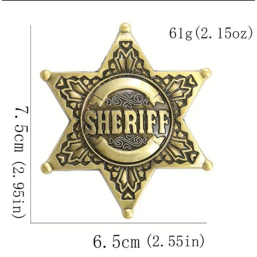 Bronze Sheriff Badge Star Metal Fashion Belt Buckle
