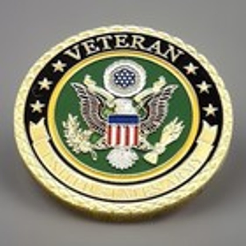 US Army Veteran Challenge Coin Gold. Christmas Ornament. Fast Shipping!