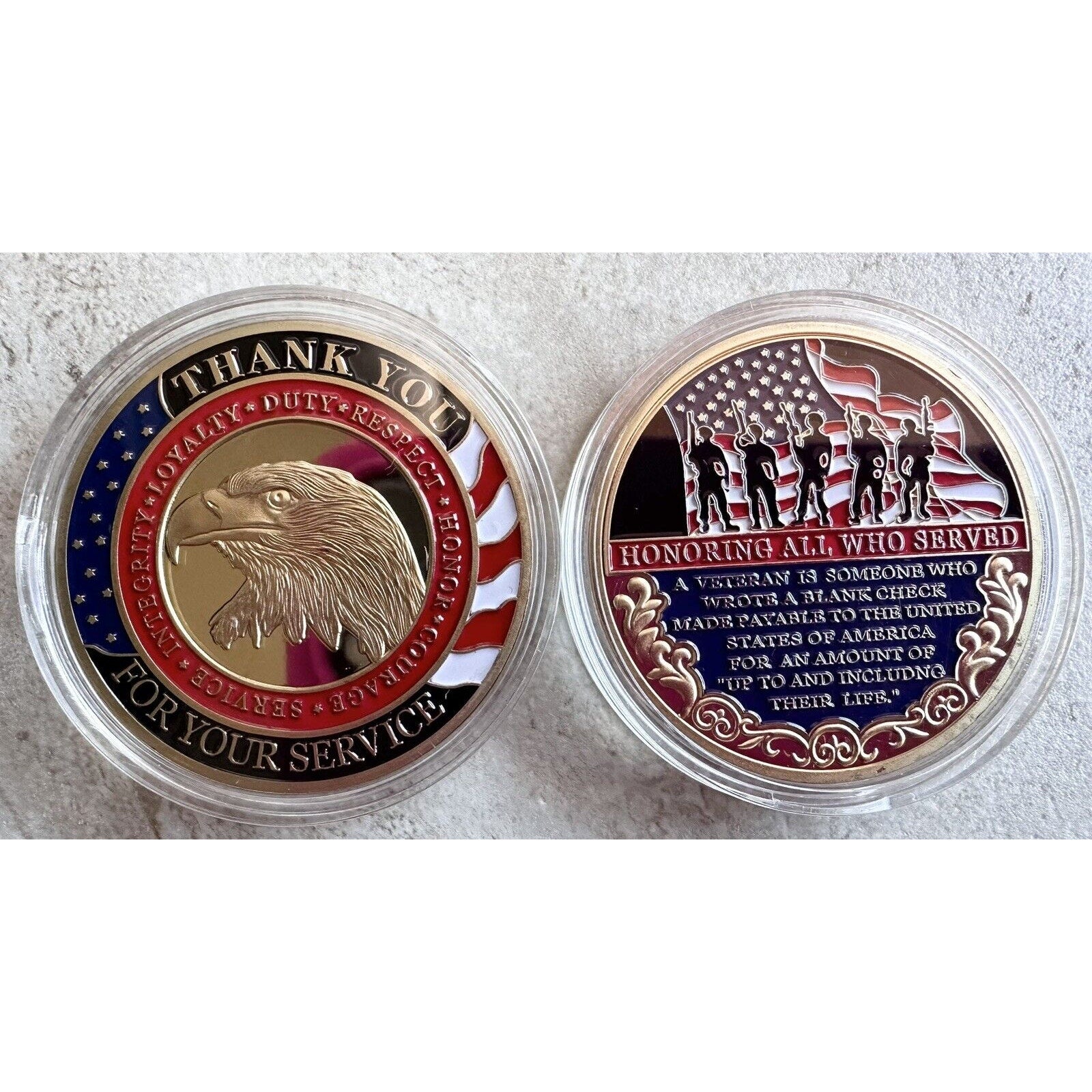 Thank You For Your Service "Honoring All Who Served" Challenge Coin veteran USA