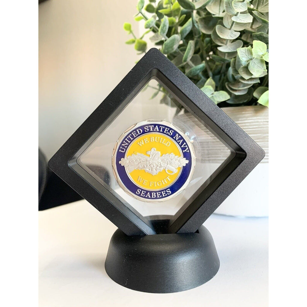 US NAVY SEABEES "CAN DO!" Challenge Coin - W/ 3D Display Case - Fast Shipping