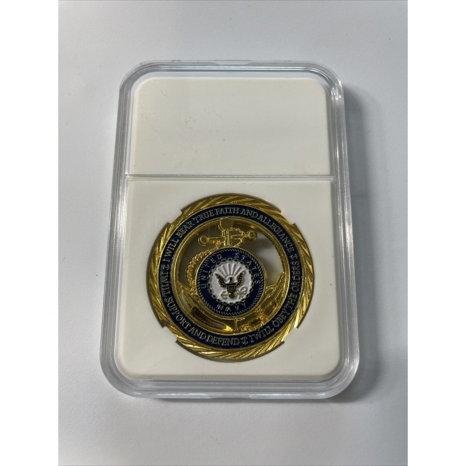 CHALLENGE COIN UNITED STATES NAVY OATH OF ENLISTMENT BEAR TRUE FAITH AND ALLEGIE