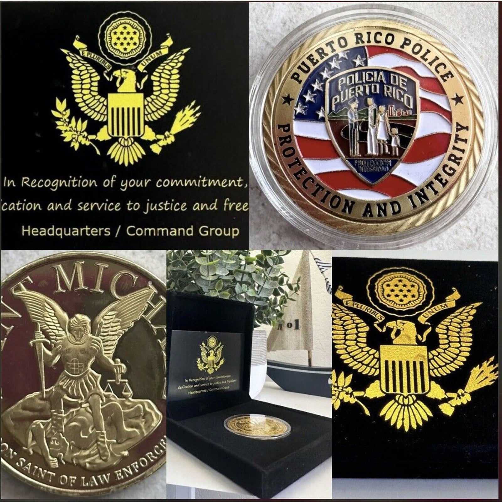 Puerto Rico Police challenge coin Protection and Integrity USA