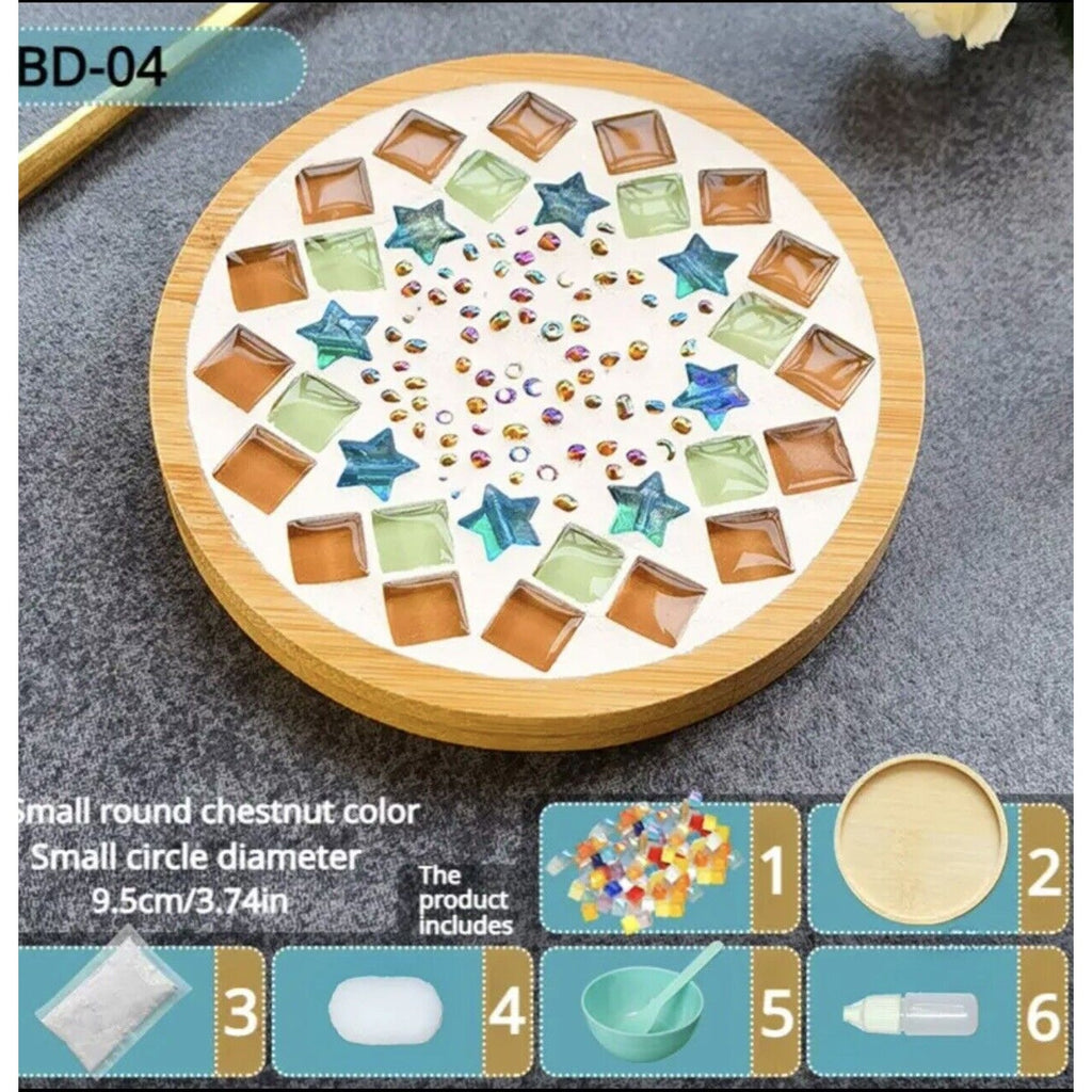 Mosaic Coaster Handmade Material Kit Bamboo Tableware Mat Craft Decor Toy DIY