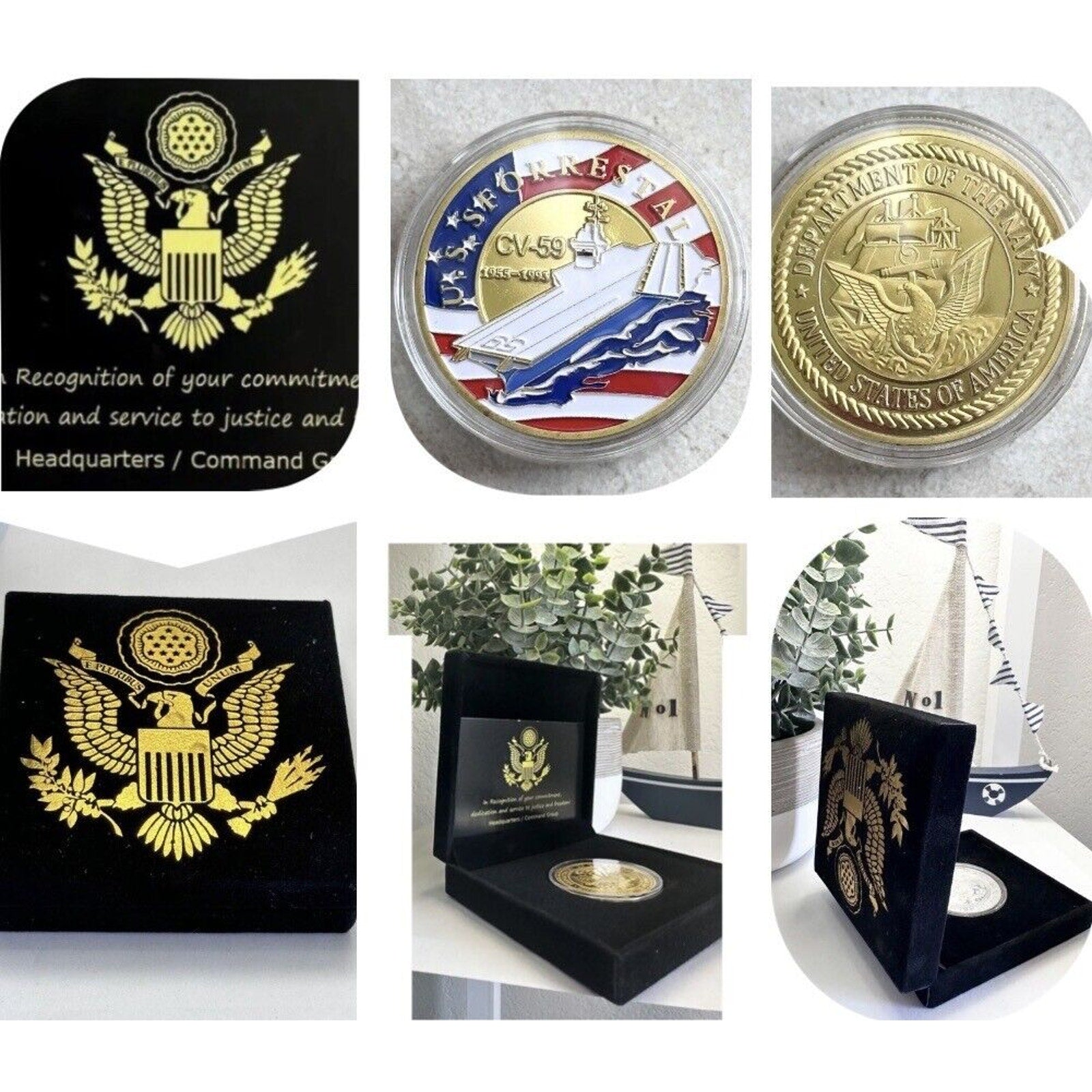 US NAVY USS FORRESTAL CV-59 Challenge Coin USN