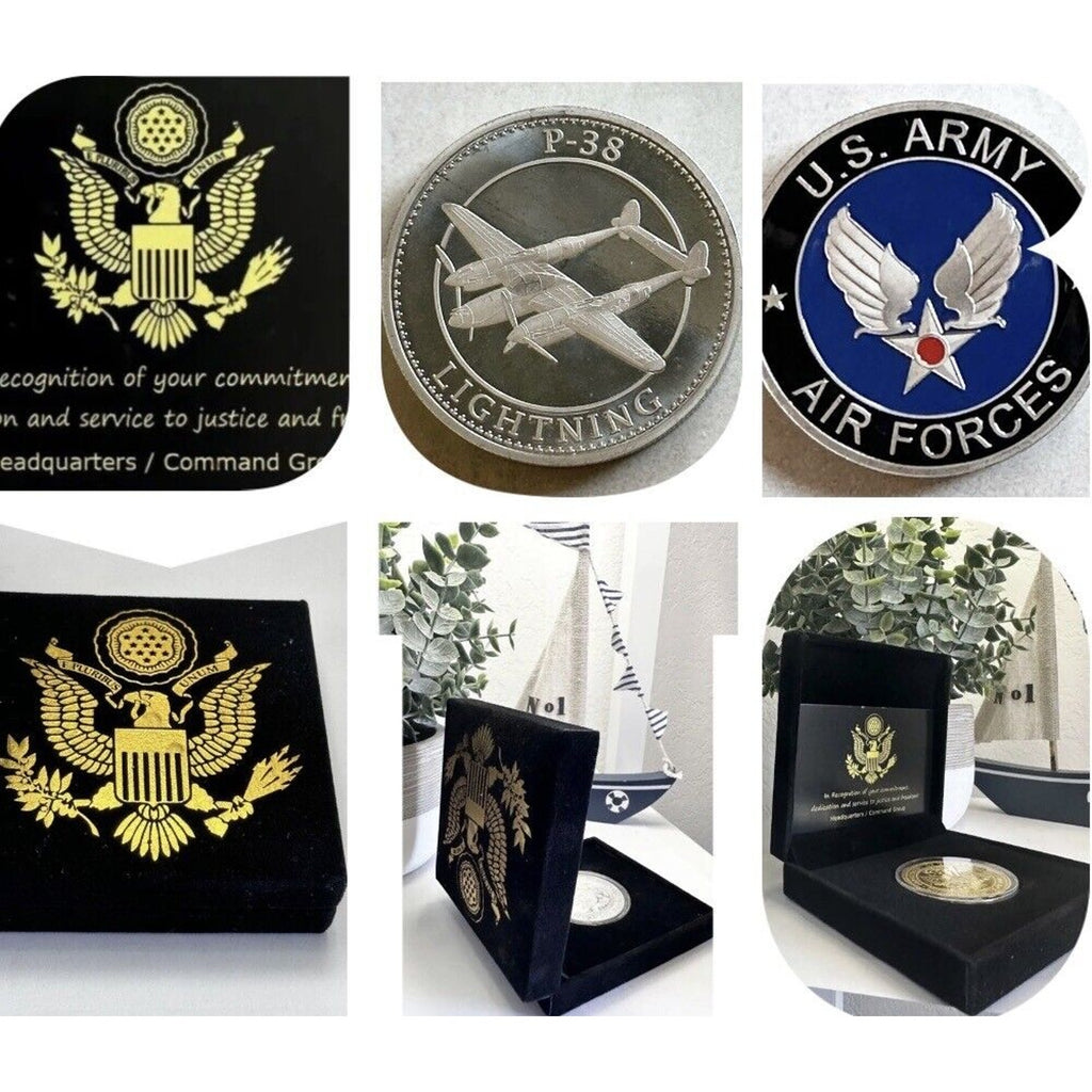 U S ARMY AIR FORCES P-38 LIGHTNING Challenge Coin USA ARMY