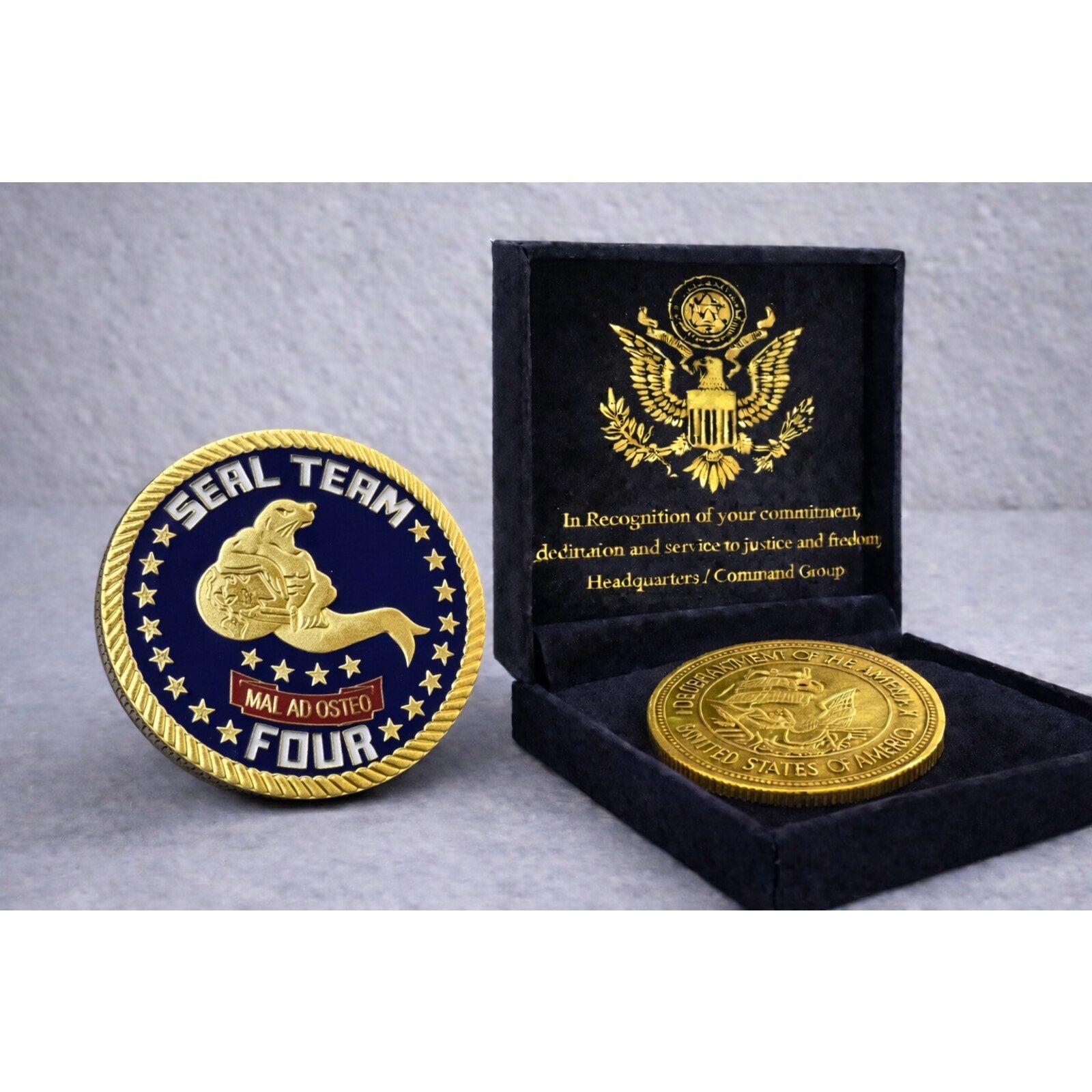 US NAVY SEAL TEAM FOUR Challenge Coin ·FAST SHIPPING· ·NEW· w/ Achievement Award