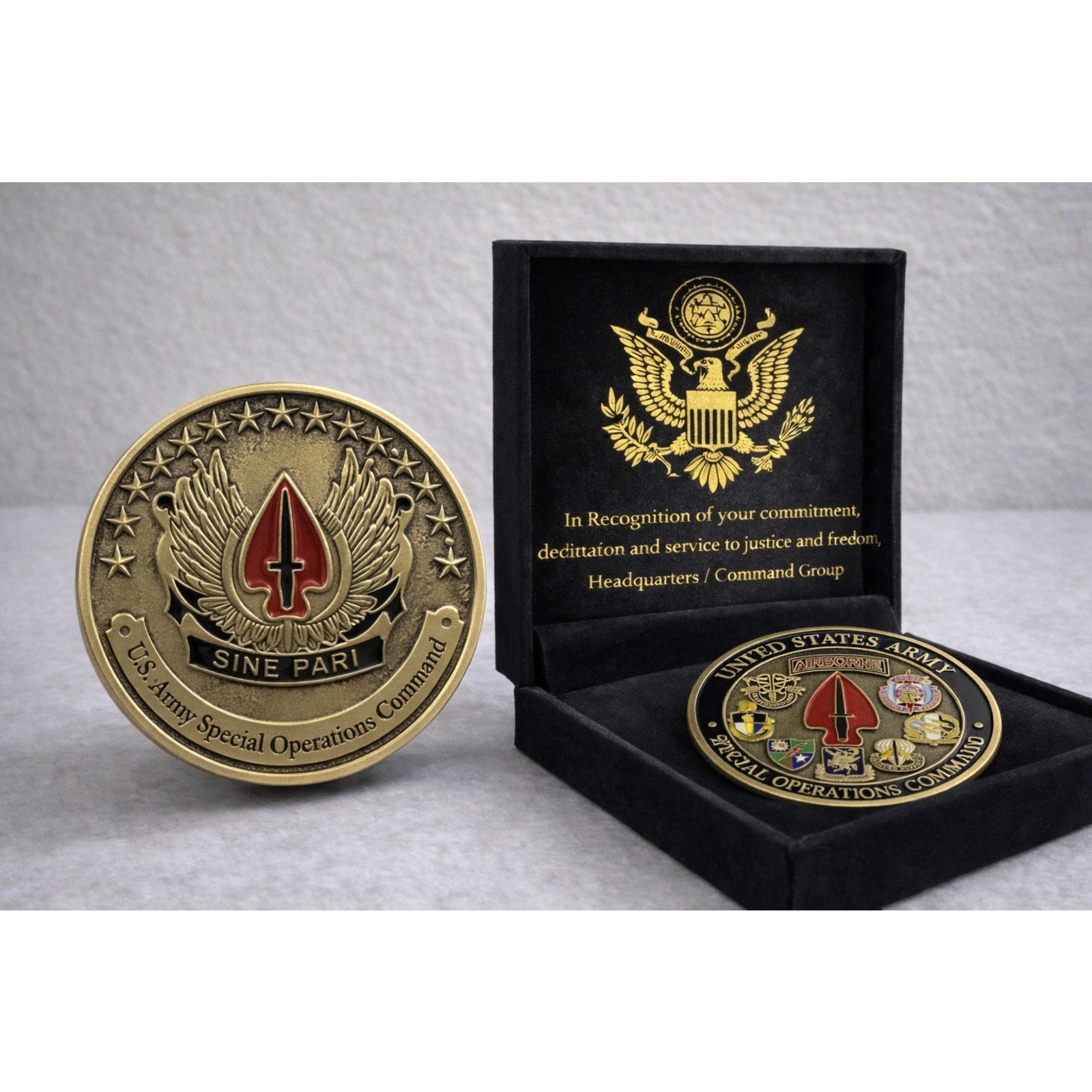SINE PARI USASOC SPECIAL OPERATIONS COMMAND ARMY CHALLENGE w/ Achievement Award