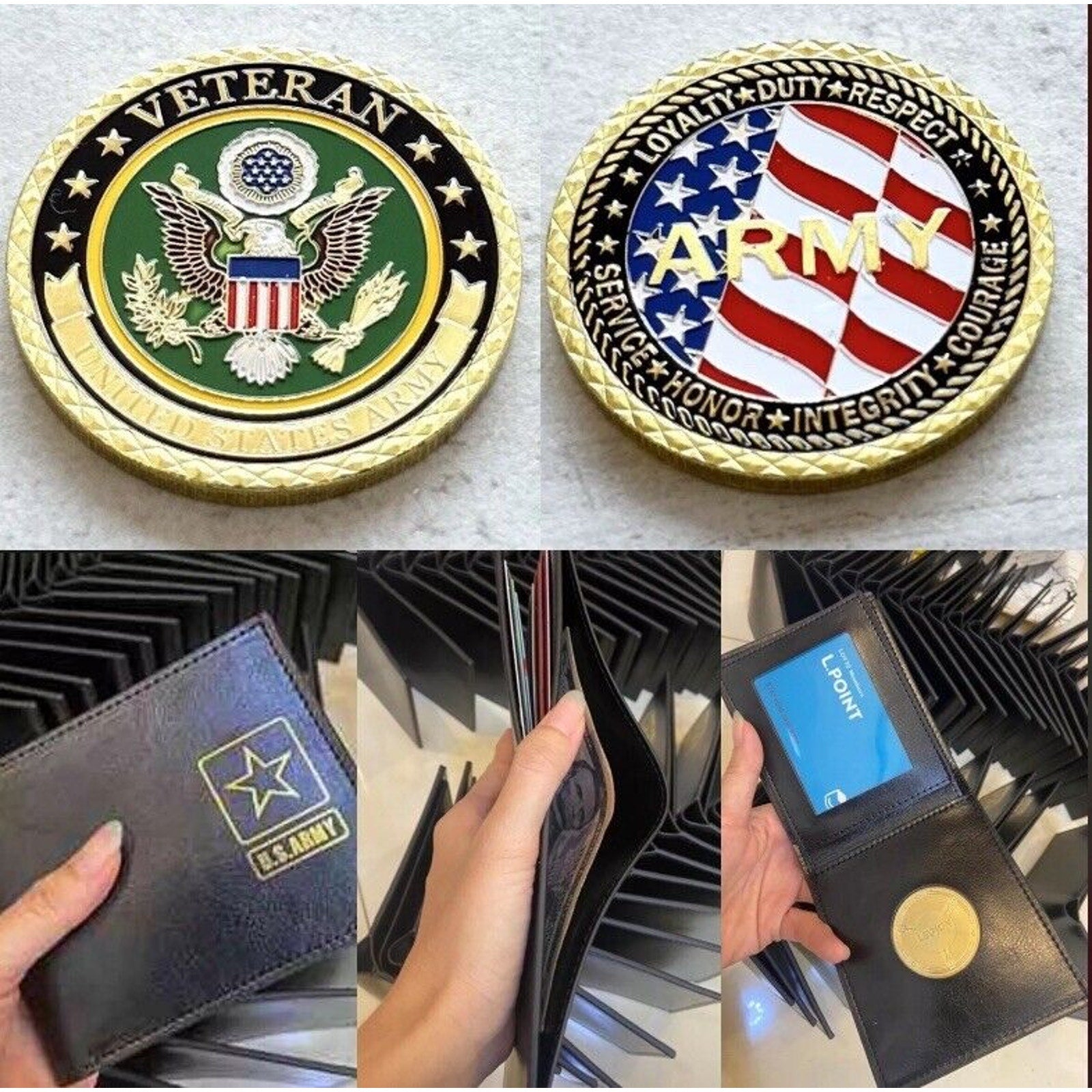 US Army Veteran with Credential coin holder wallet