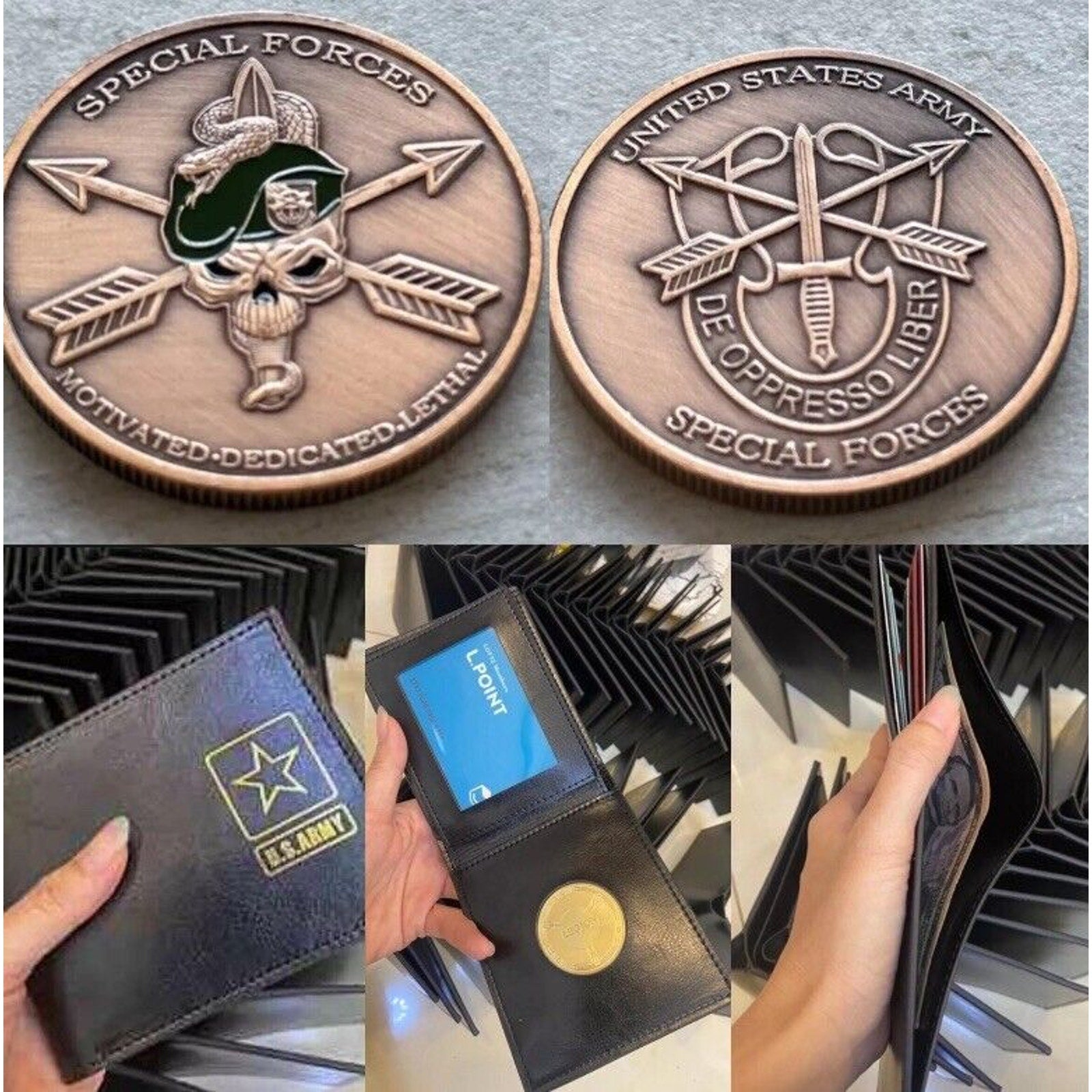 Army Special ForcesMotivated Dedicated Lethal w/Credential coin holder wallet